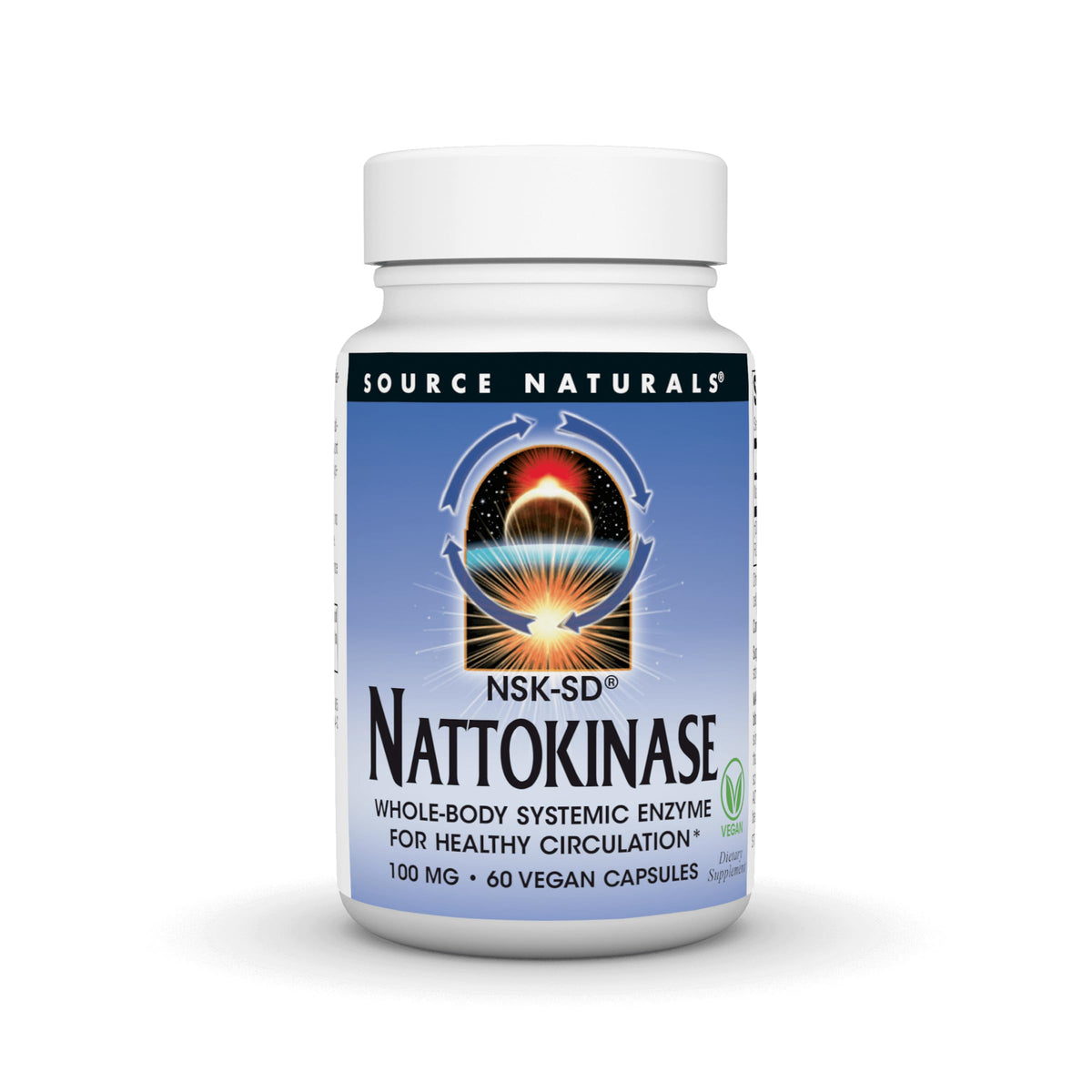 Source Naturals NSK-SD nattokinase bottle front for circulation support.