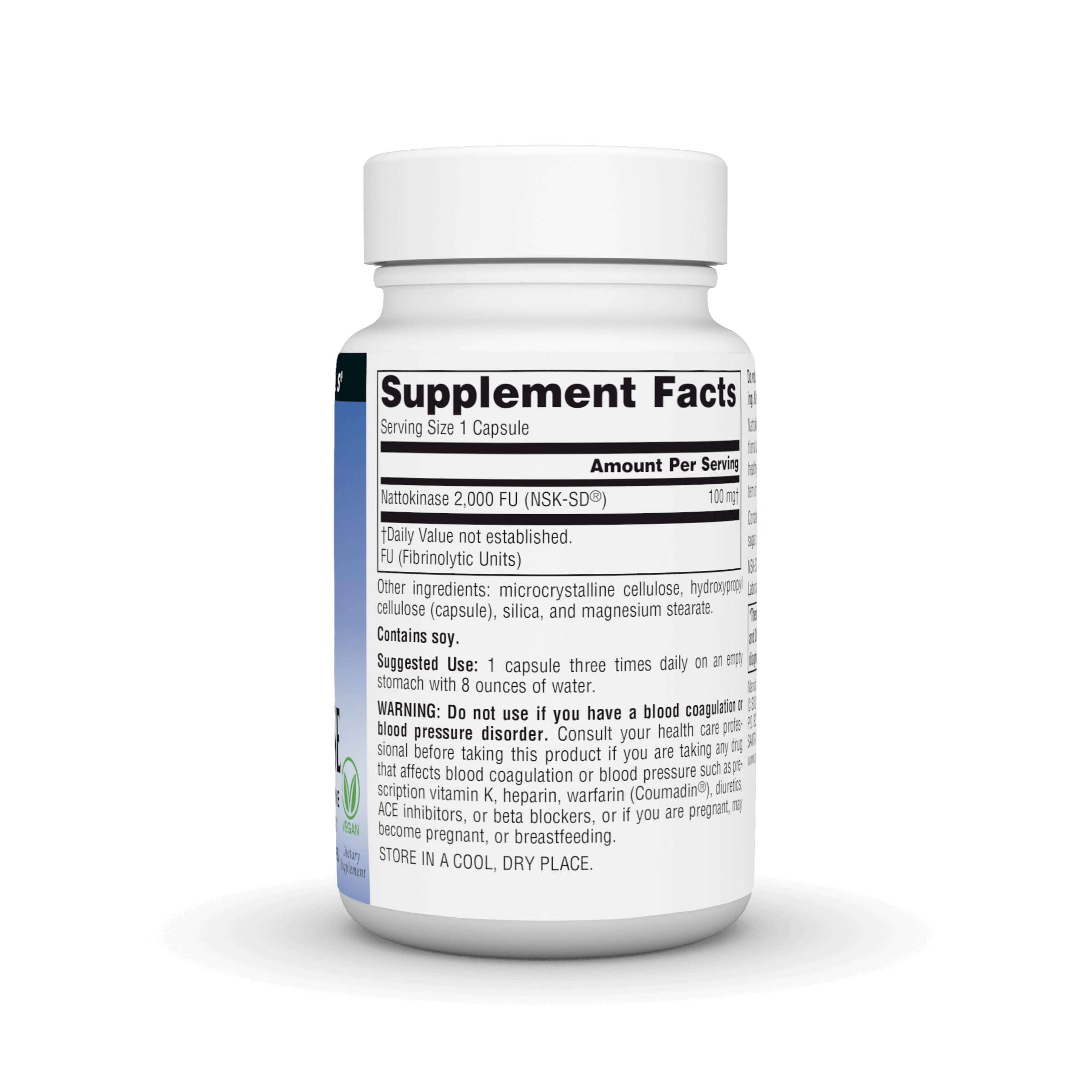 Source Naturals NSK-SD nattokinase bottle side with label details.