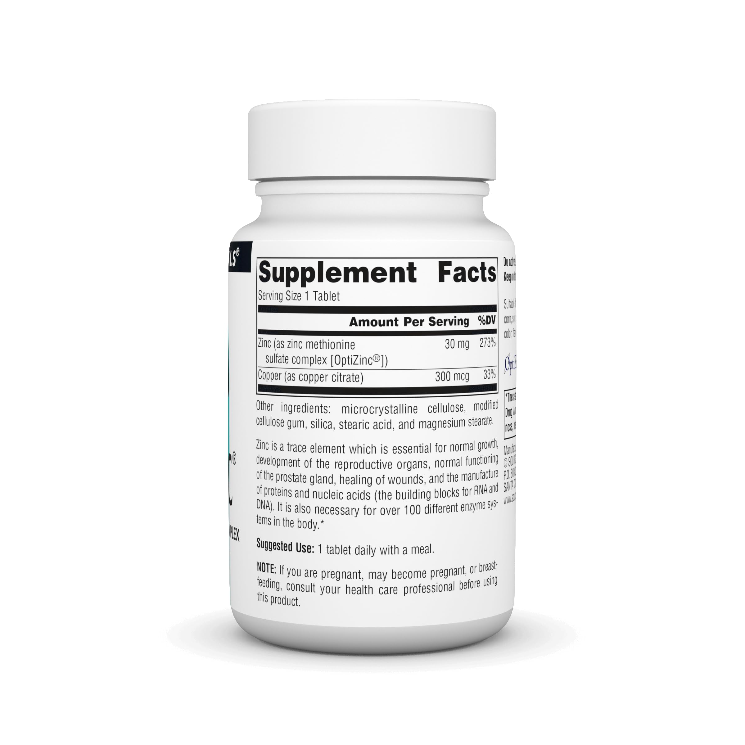Source Naturals OptiZinc capsules arranged for daily use.