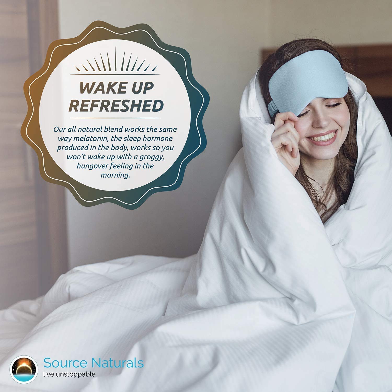 Source Naturals orange lozenge packaging indicating made in USA for quality sleep support.