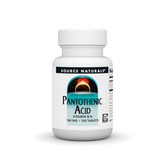Source Naturals Pantothenic Acid 100 mg bottle close-up for daily energy metabolism support
