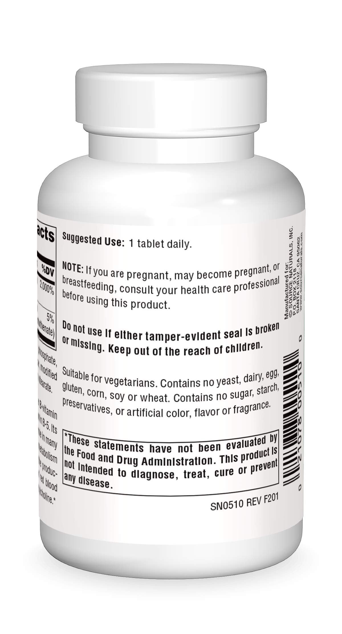 Pantothenic acid capsules close-up from Source Naturals for daily metabolism