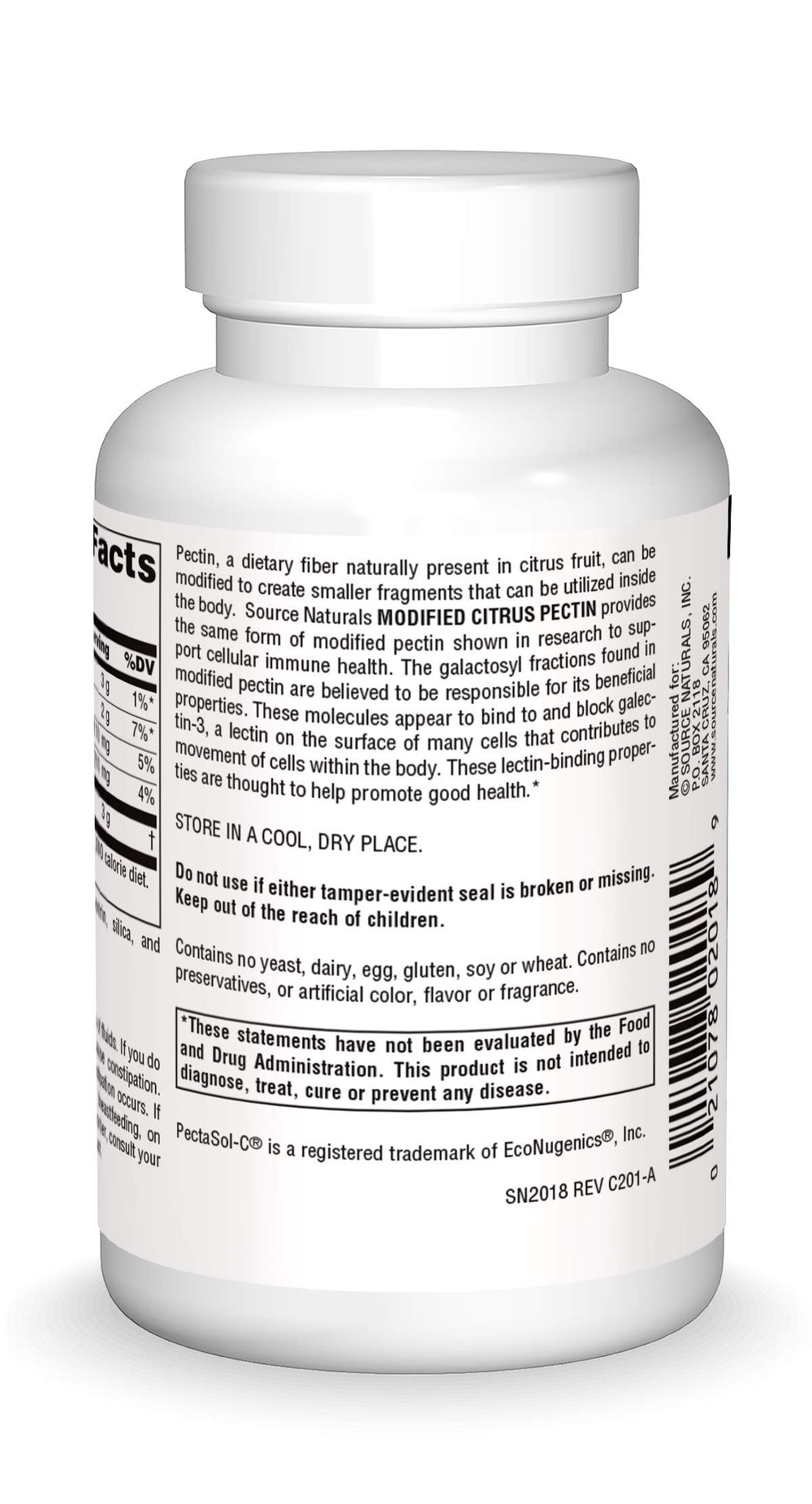 Close-up of Source Naturals PectImmune capsules for simple dosing