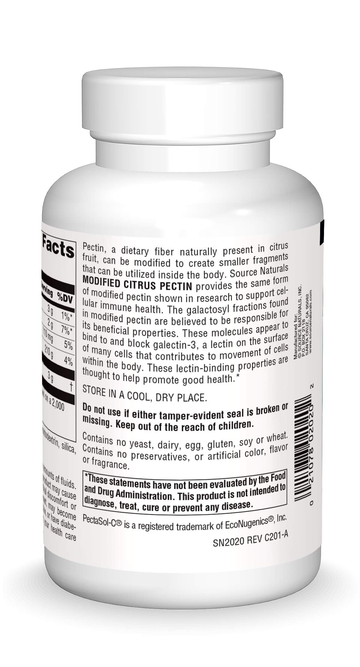 Source Naturals PectImmune capsules close-up with 750 mg dose for daily use.