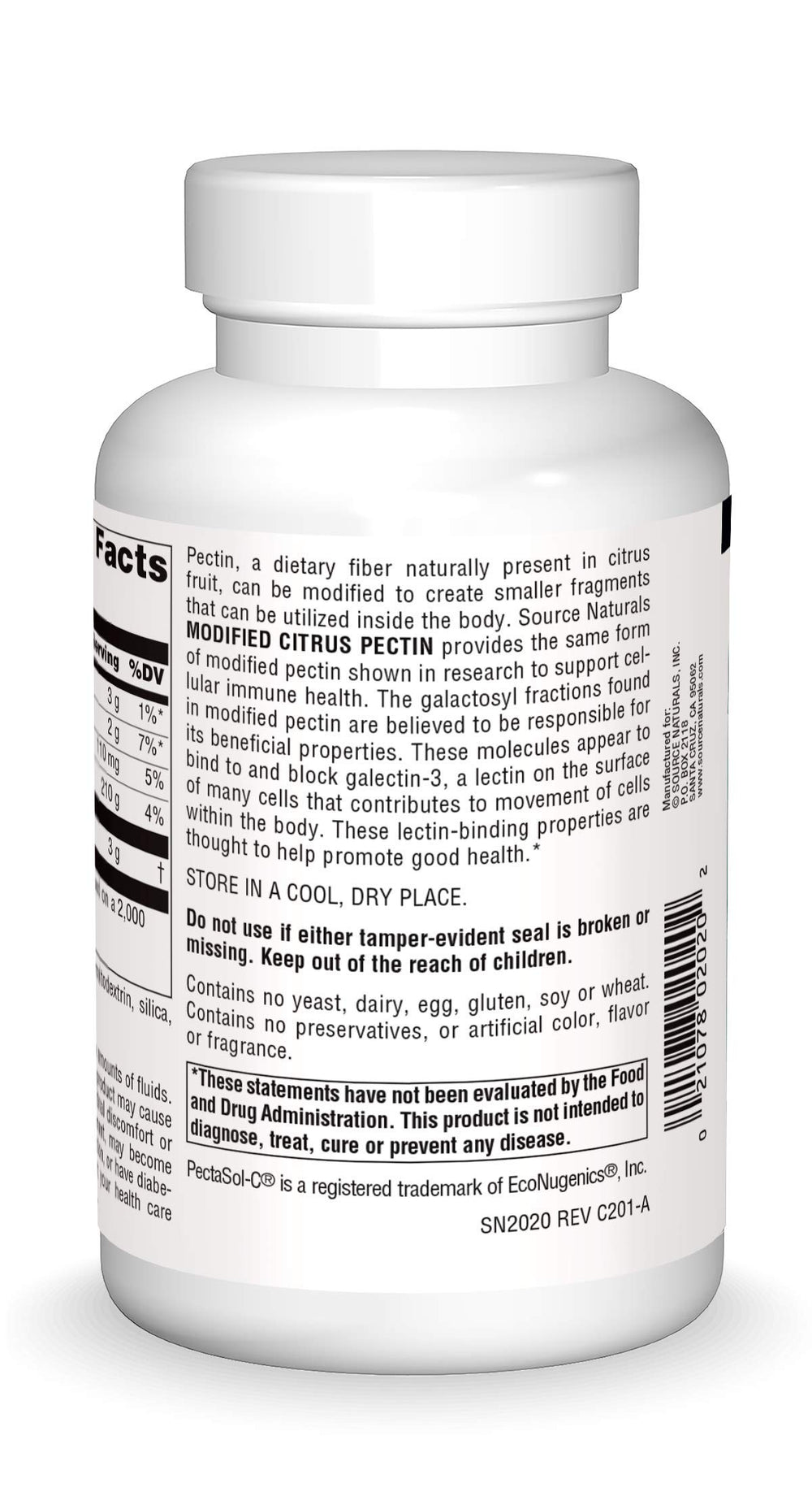 Source Naturals PectImmune capsules close-up with 750 mg dose for daily use.