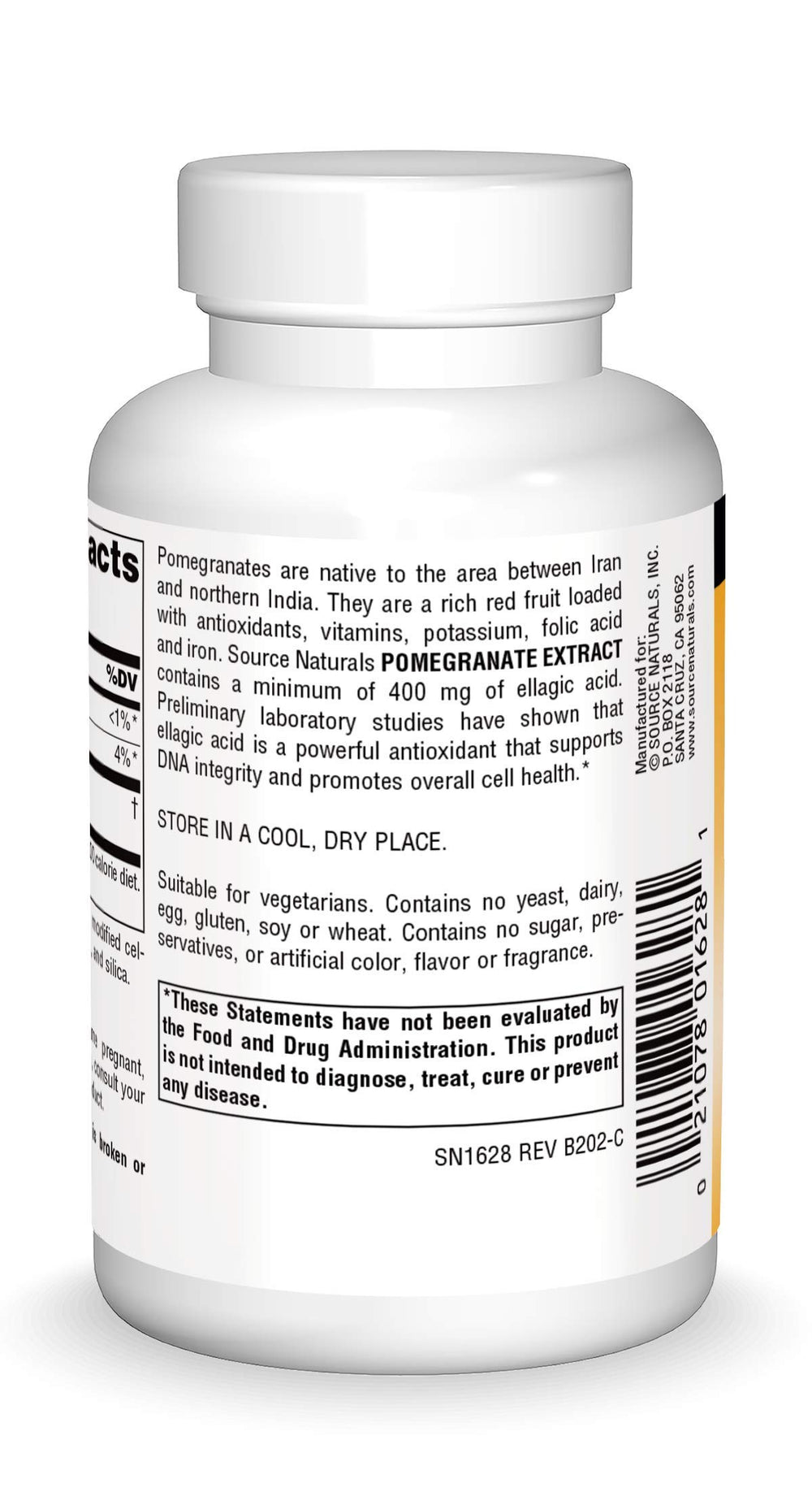 Pouring capsules shows the daily dose of Source Naturals Pomegranate Extract.