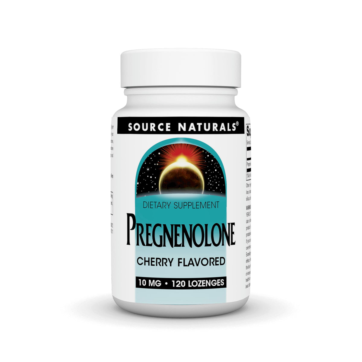 Source Naturals Pregnenolone cherry lozenge bottle for convenient daily use and potential mental focus support.