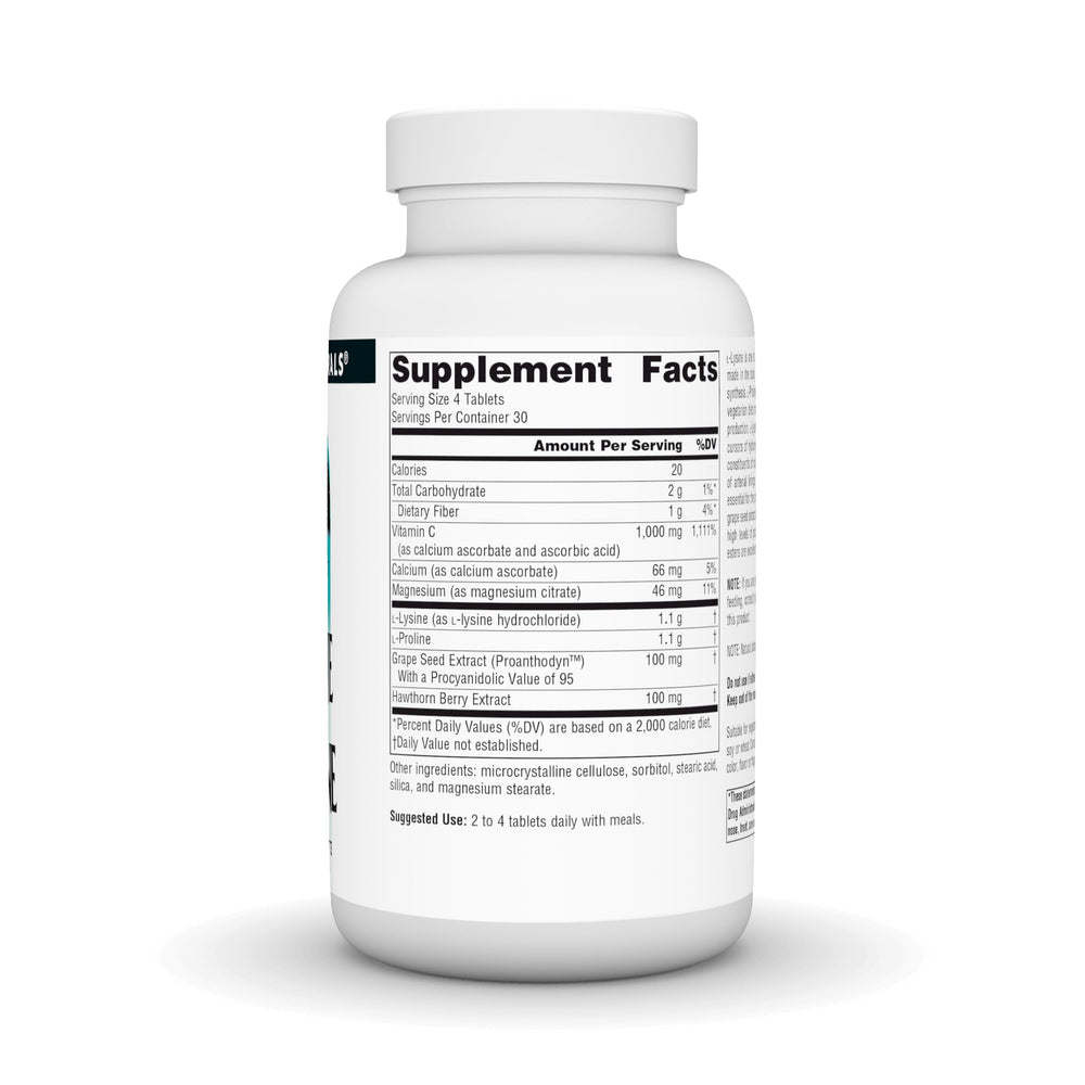 Source Naturals Proline & Lysine, tabletas en primer plano para consumo diario.