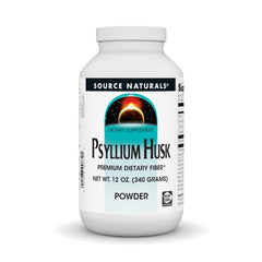 Source Naturals psyllium husk powder bottle shows a high-fiber, low-calorie option.