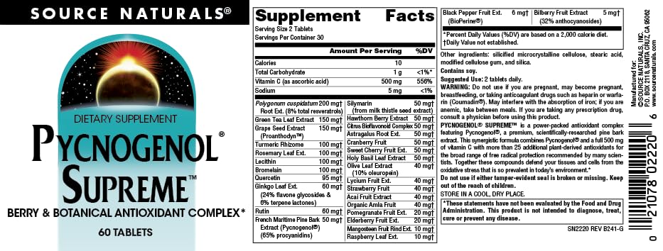 Made in USA packaging signals cGMP-compliant quality for Pycnogenol Supreme.