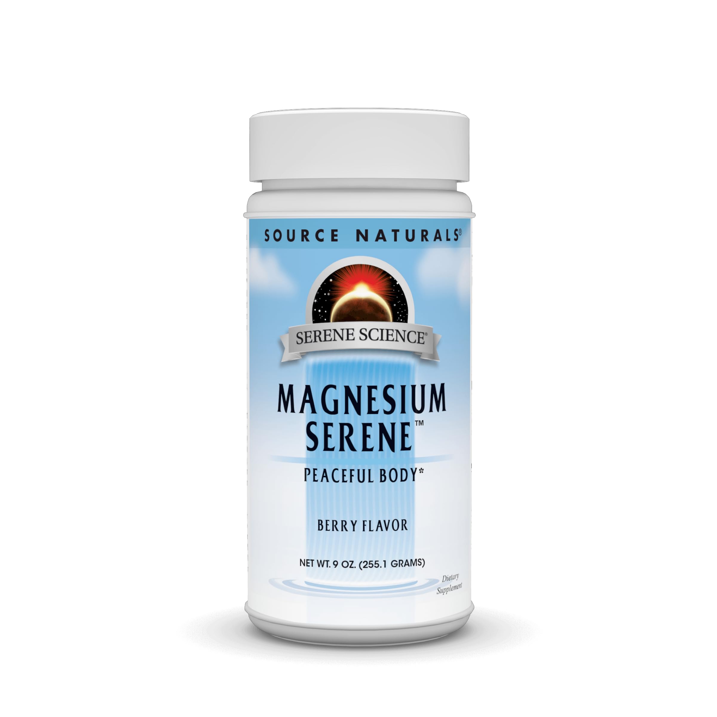 Source Naturals Serene Berry bottle being poured for a calming routine