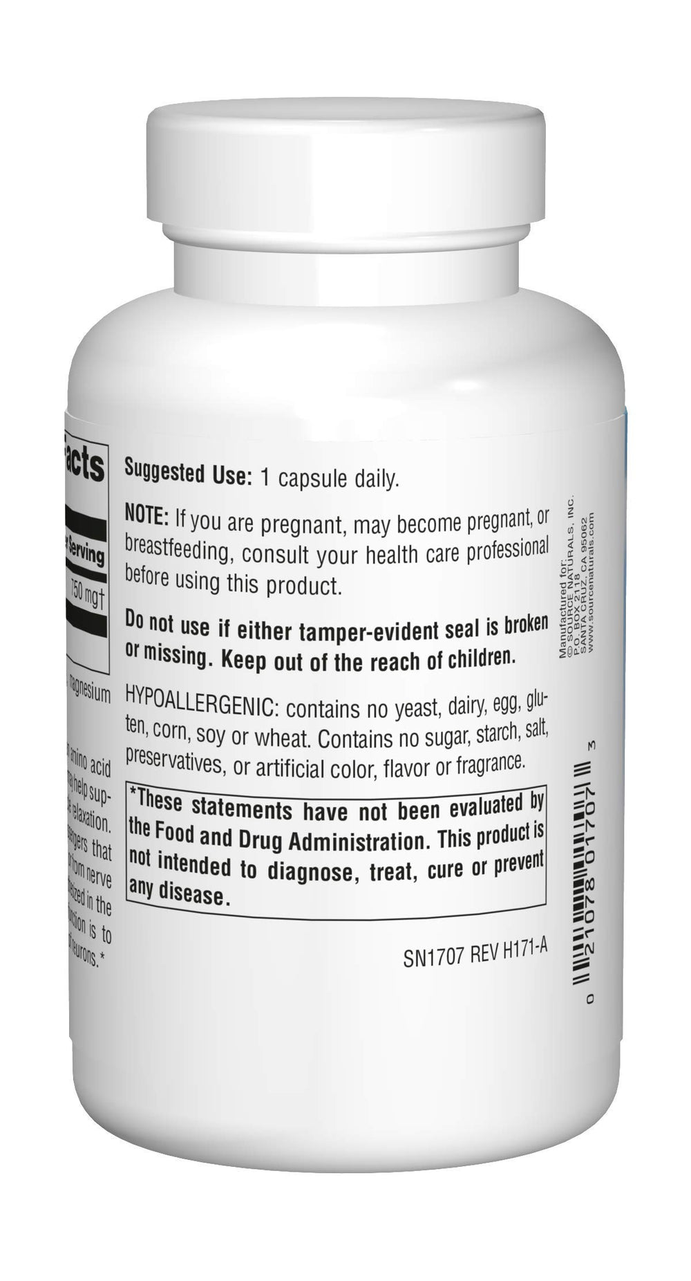 Source Naturals GABA 750 mg, cápsulas para relajación muscular diaria