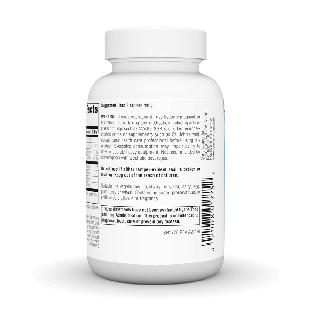Label details of Source Naturals Serene Science showing ingredients list