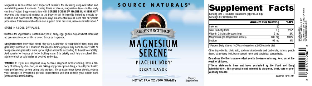 Stirred magnesium drink from Source Naturals Serene delivering smooth berry flavor.