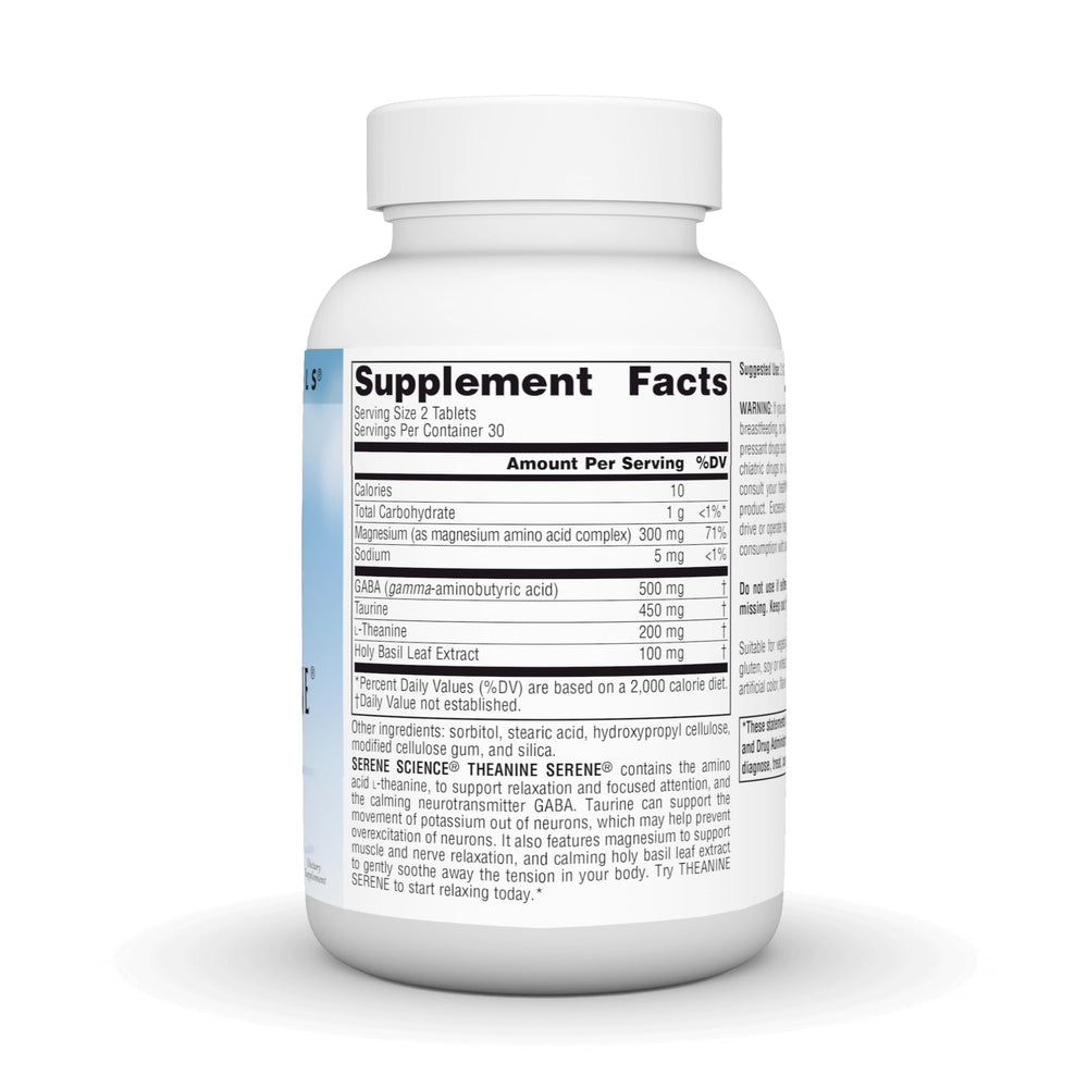 Close-up of Source Naturals Serene Science tablets for daily relaxation support