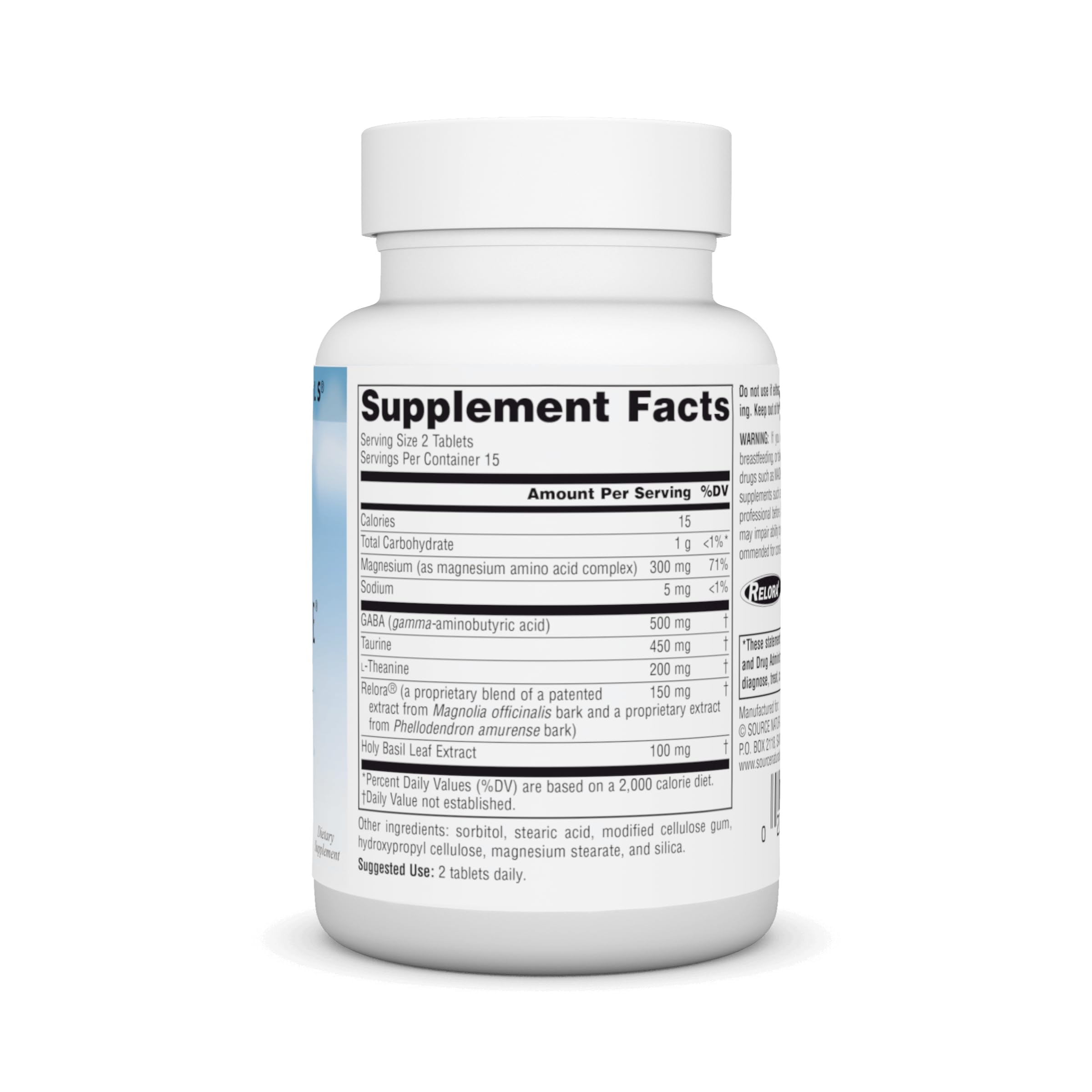 Source Naturals Serene Science Theanine Serene bottle pour suggests easy daily relaxation.