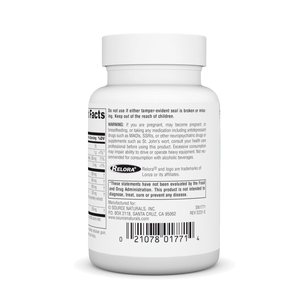 Source Naturals Serene Science Theanine Serene capsules closeup shows quality and calm support.