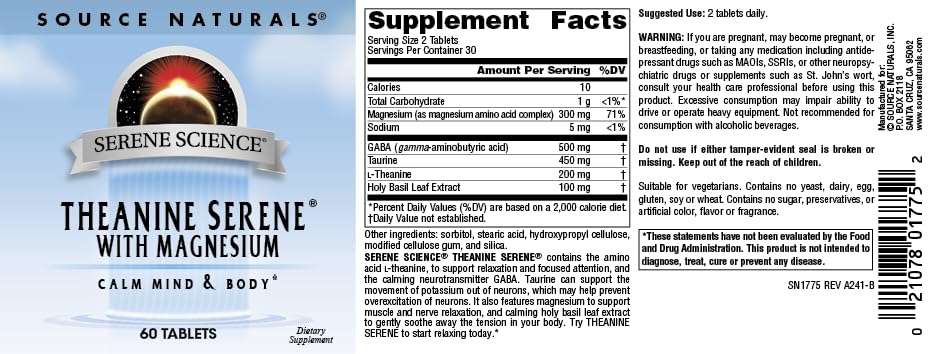 USA-made seal on Source Naturals Serene Science packaging