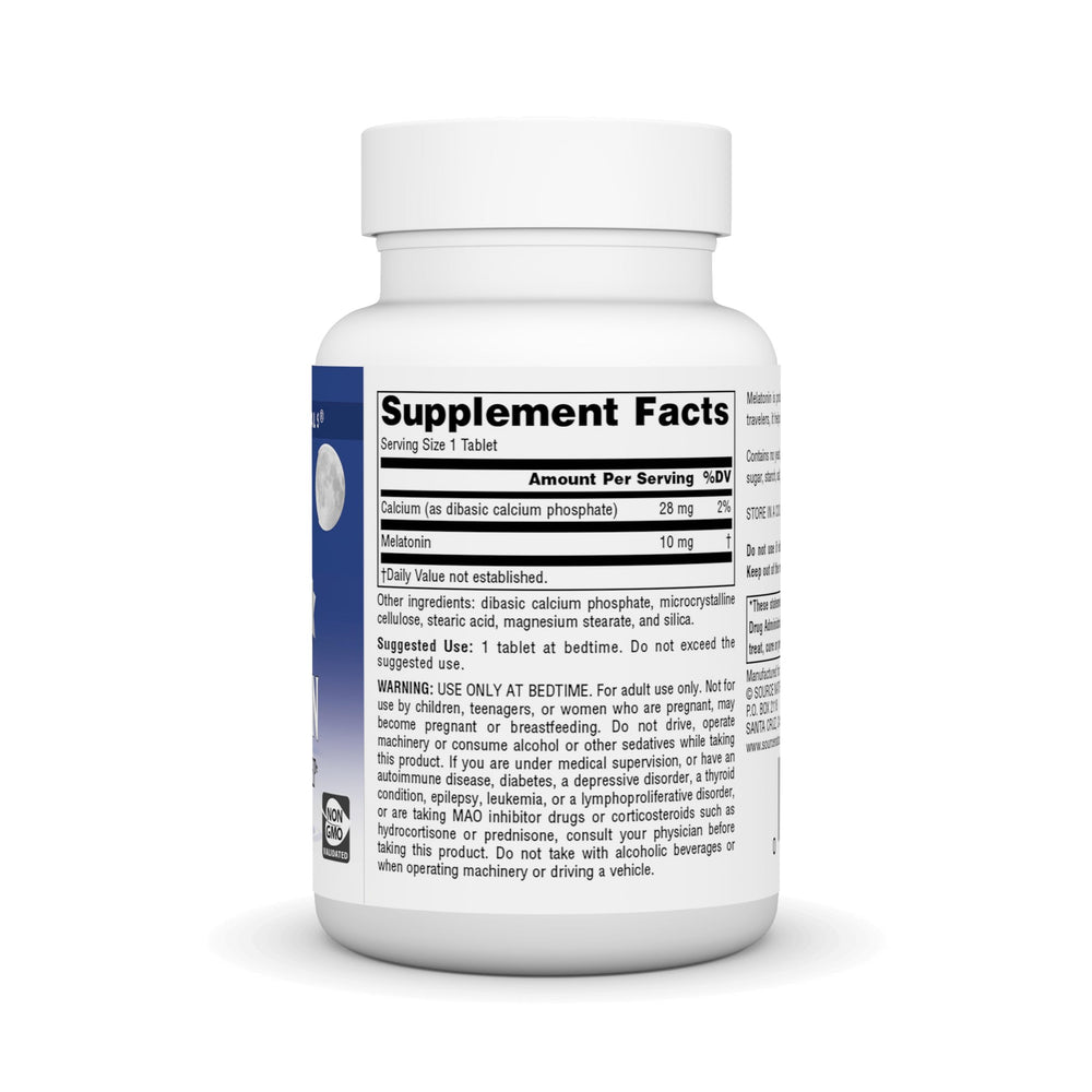 Close-up of Sleep Science Melatonin label highlighting 240-tablet supply.