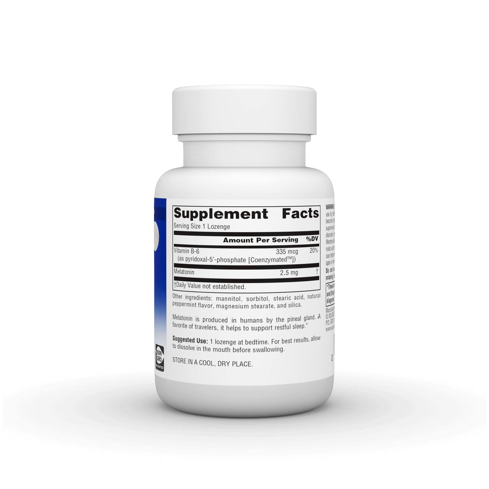 Melatonin lozenge dissolving in the mouth with peppermint flavor for easy sleep aid.