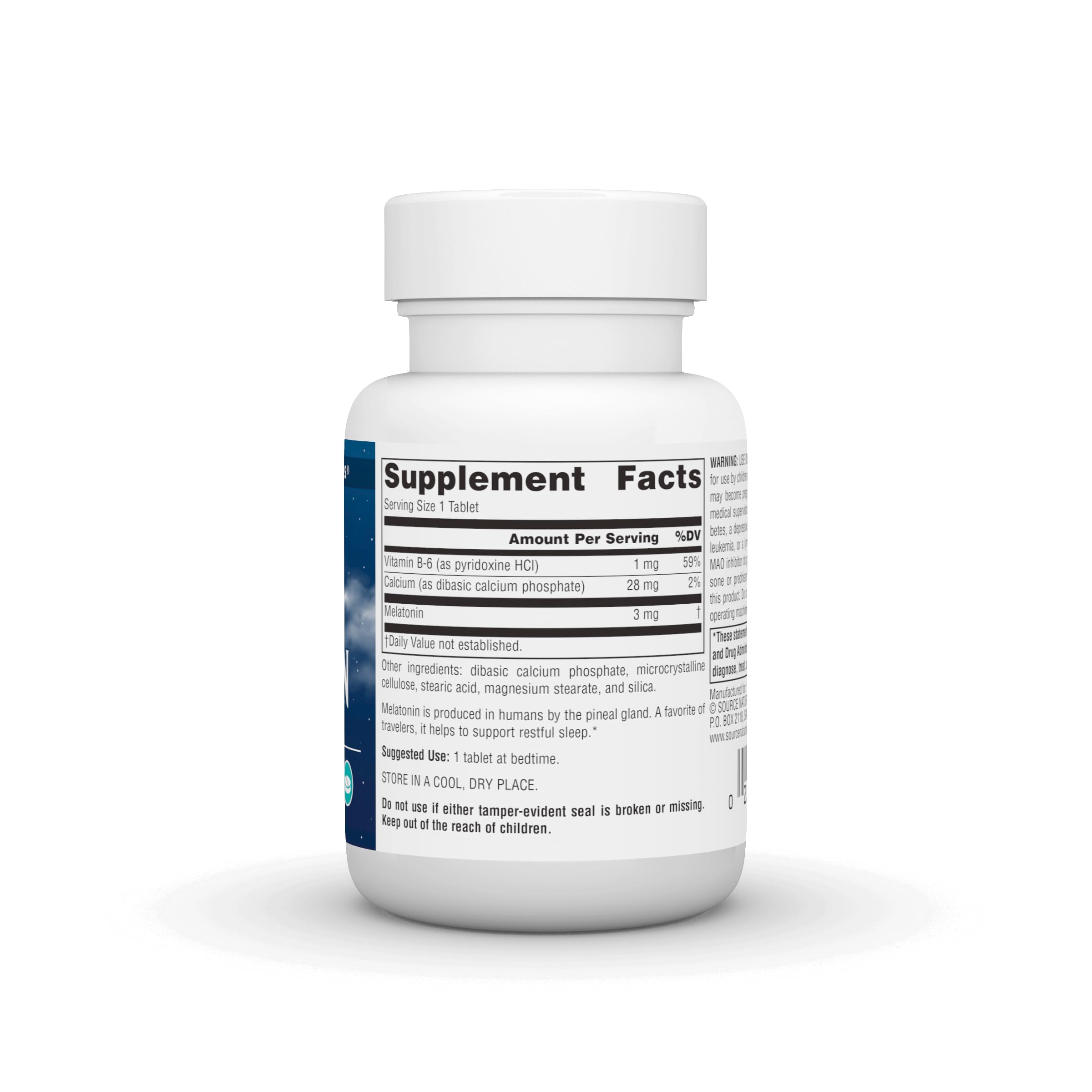 Source Naturals Sleep Science Melatonin time-release tablets maintain overnight balance.