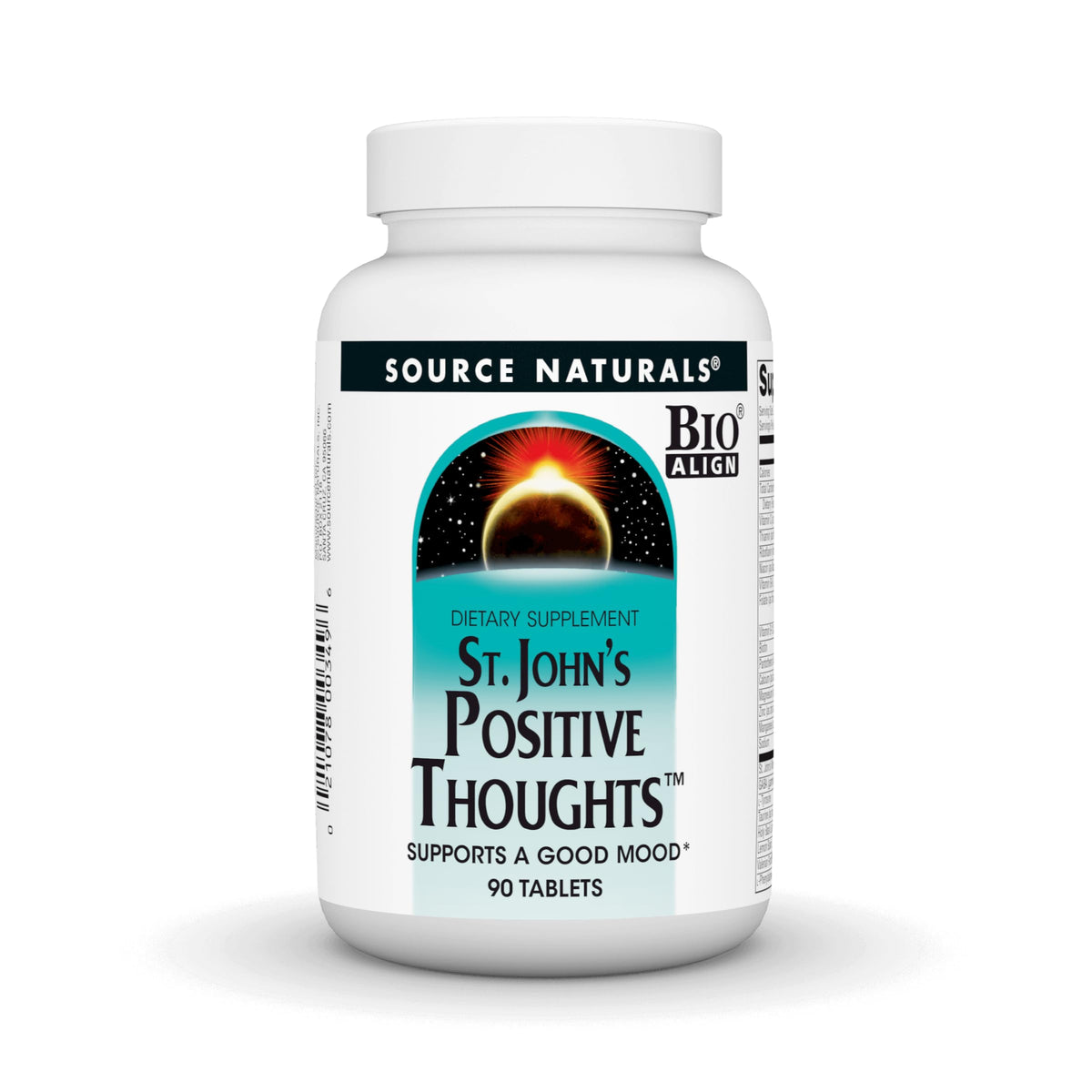 Source Naturals St. John's Positive Thoughts bottle prepared for daily mood support.