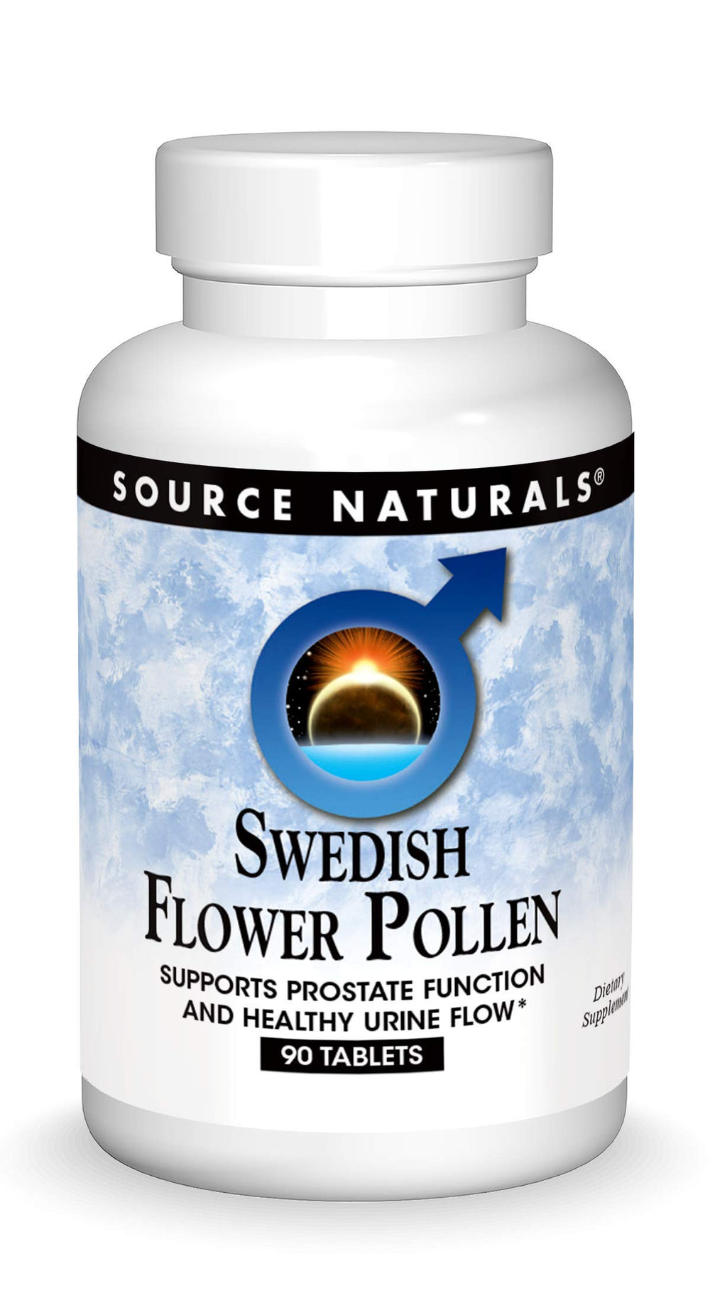 Source Naturals Swedish Flower Pollen bottle front view for daily prostate-support use.