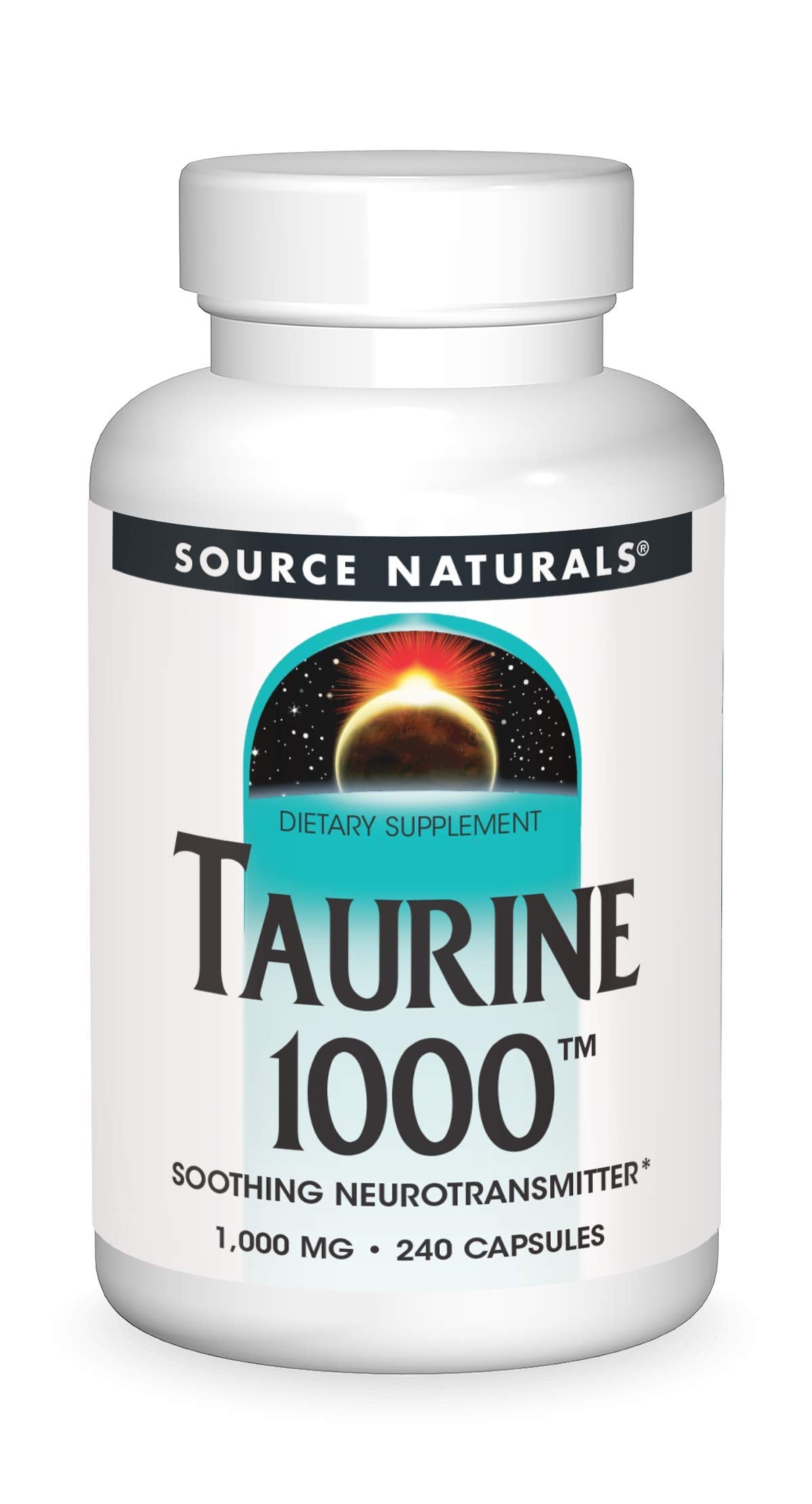 Source Naturals Taurine 1000mg bottle for daily dietary supplementation.