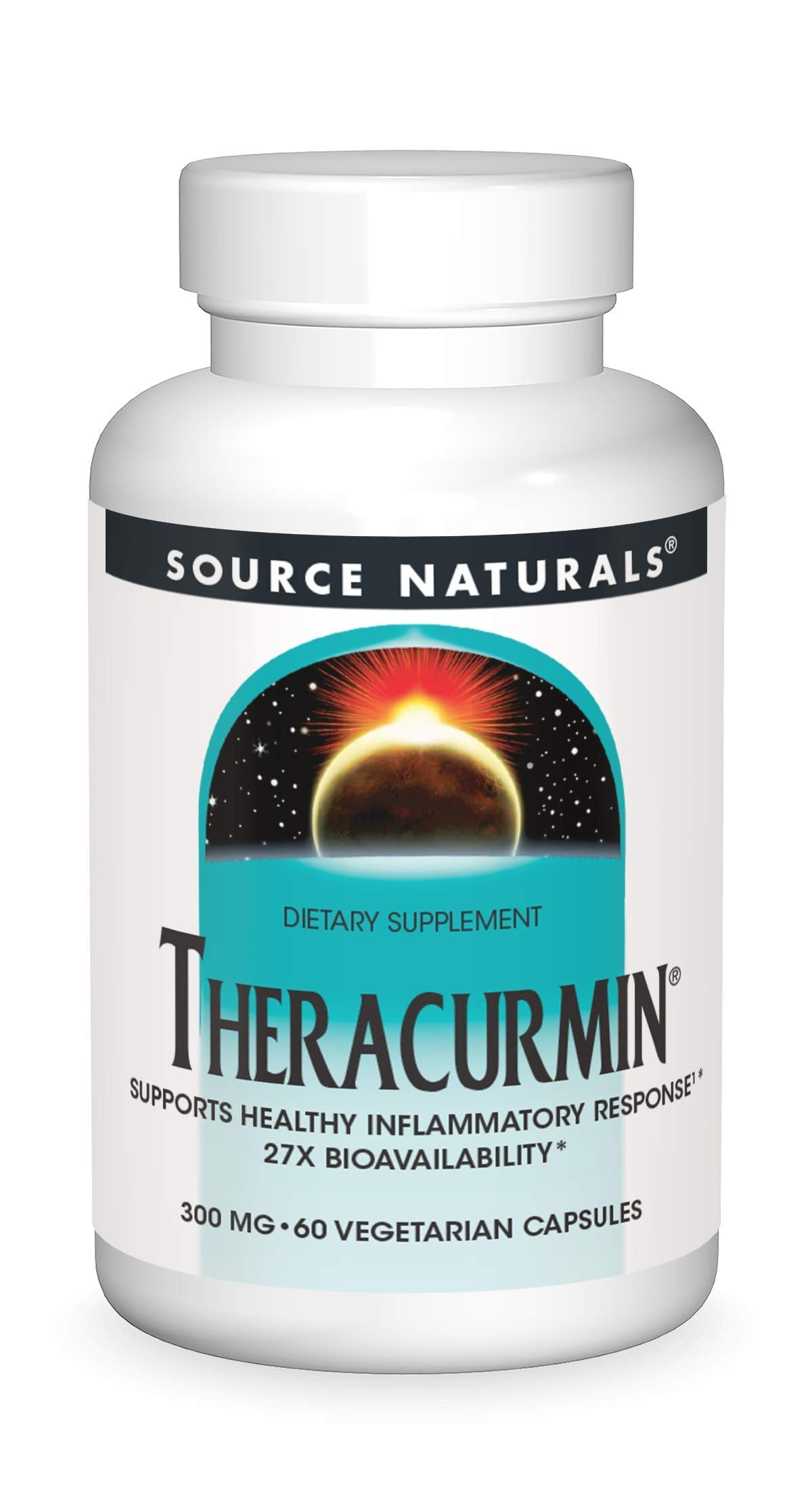 Source Naturals Theracurmin capsule highlighting enhanced bioavailability.