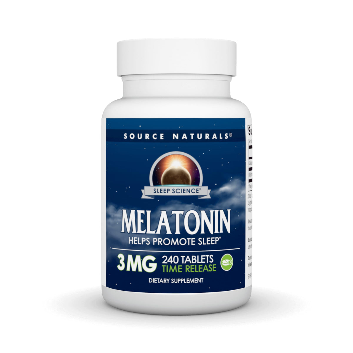 Source Naturals Time Released Melatonin 3 mg bottle front view for sleep alignment.