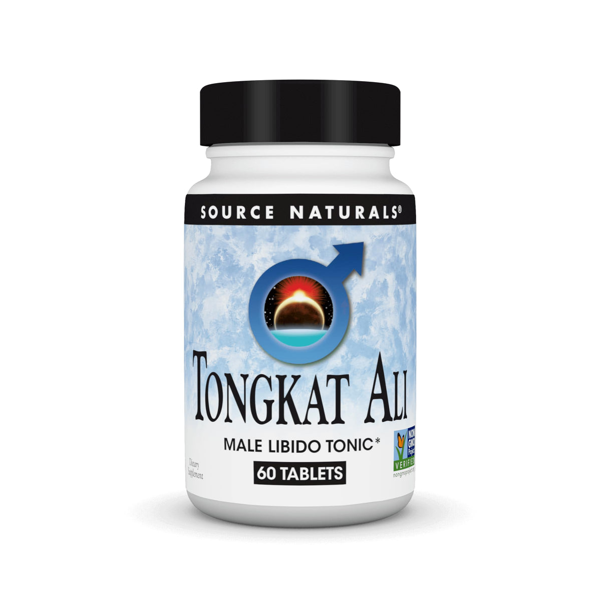 Source Naturals Tongkat Ali tablets bottle with potential energy and hormonal balance support.