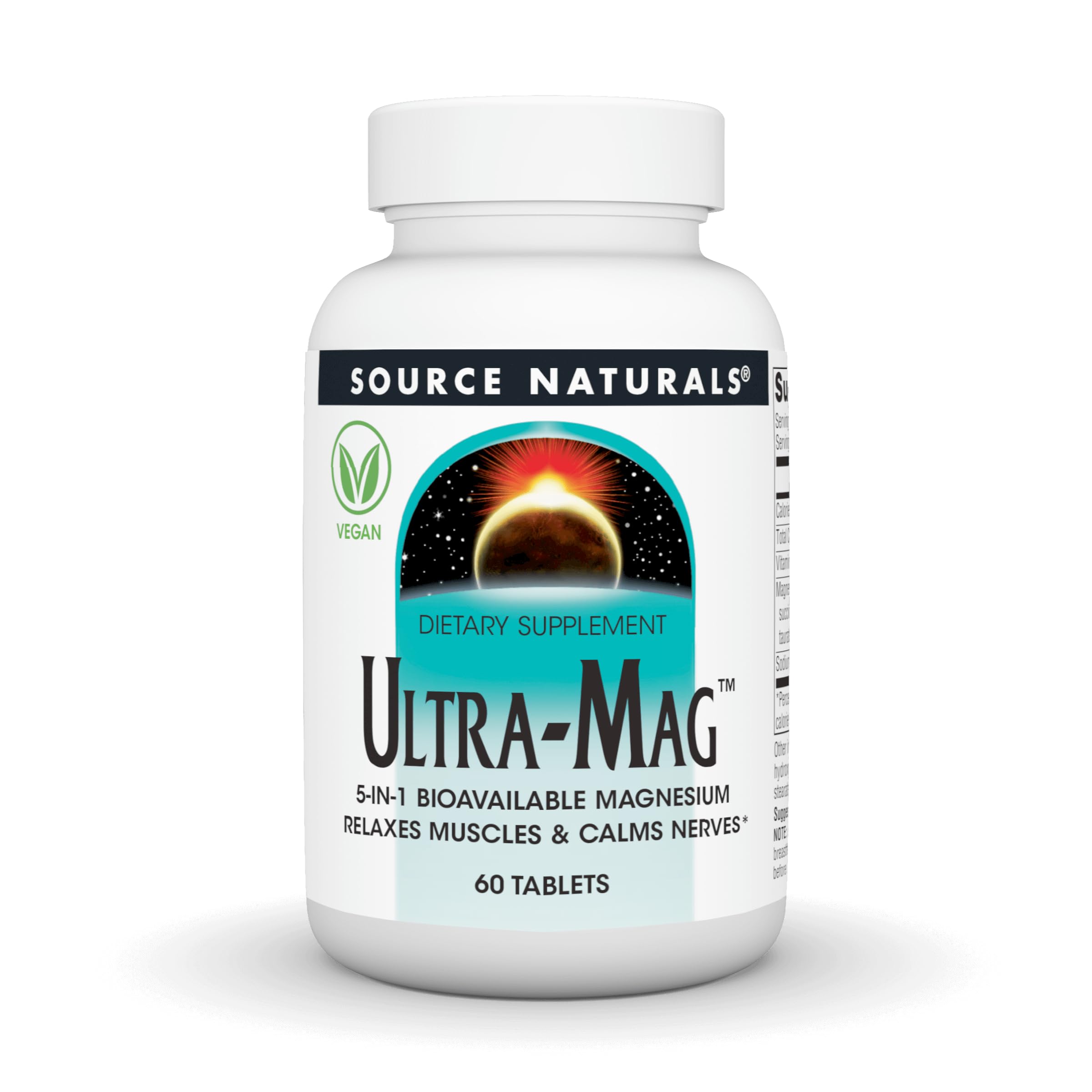 Source Naturals Ultra-Mag en botella para apoyar músculos y nervios con magnesio bioactivo