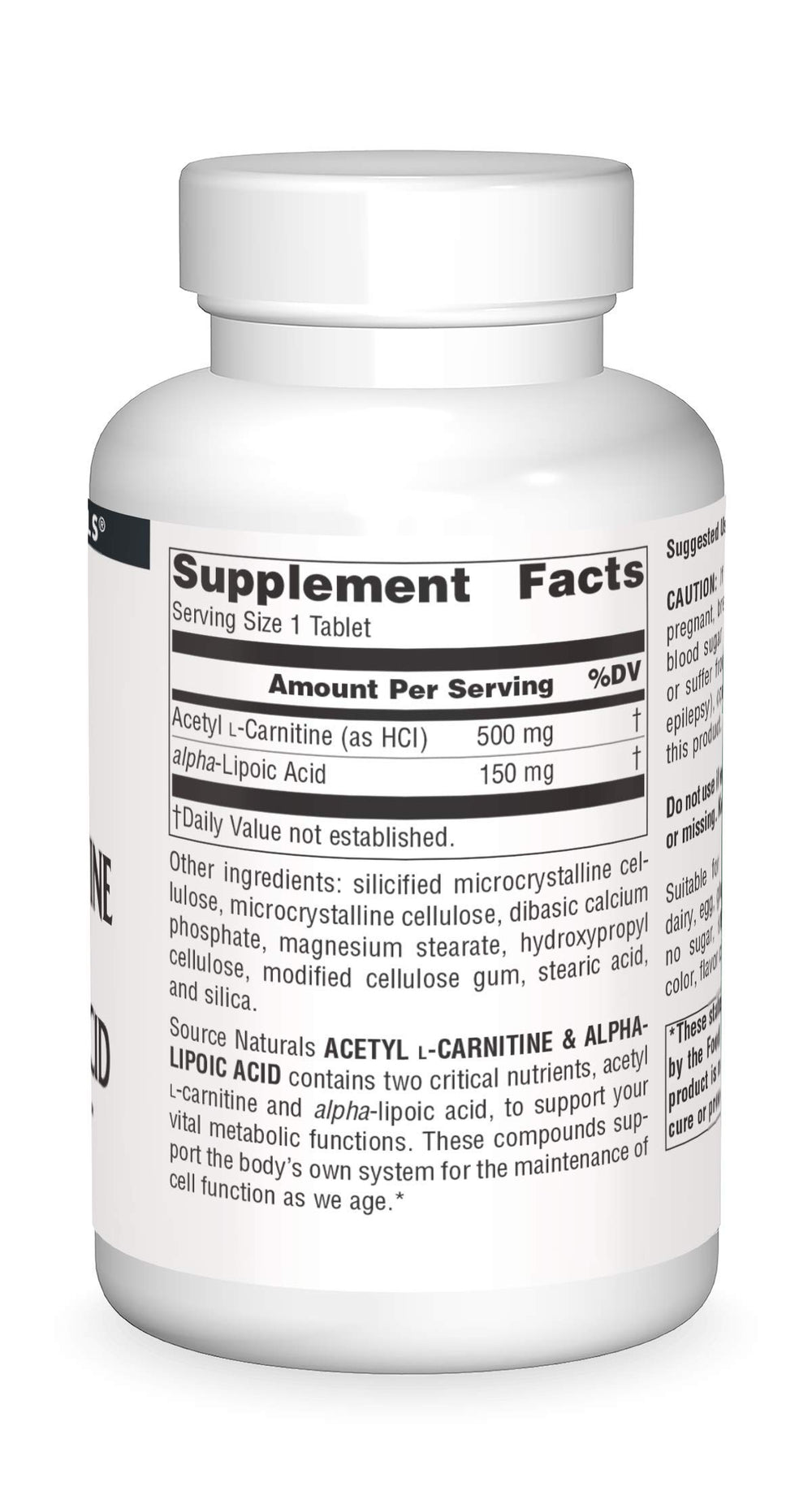 Source Naturals vegetarian-friendly formula highlighted on label for allergen-conscious use.