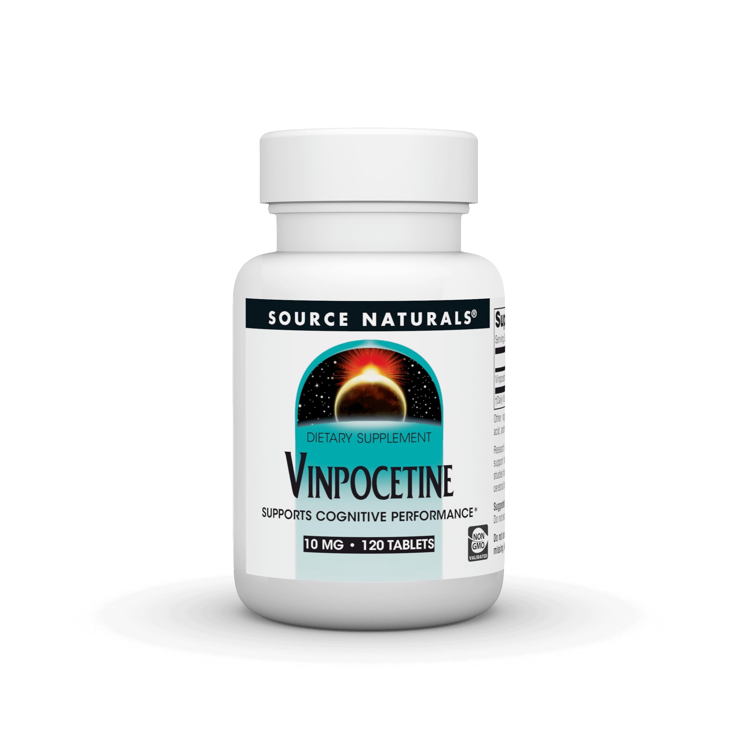 Source Naturals Vinpocetine tablets bottle front for daily cognitive support.