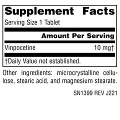 Source Naturals Vinpocetine tablets in hand illustrating convenient daily routine.