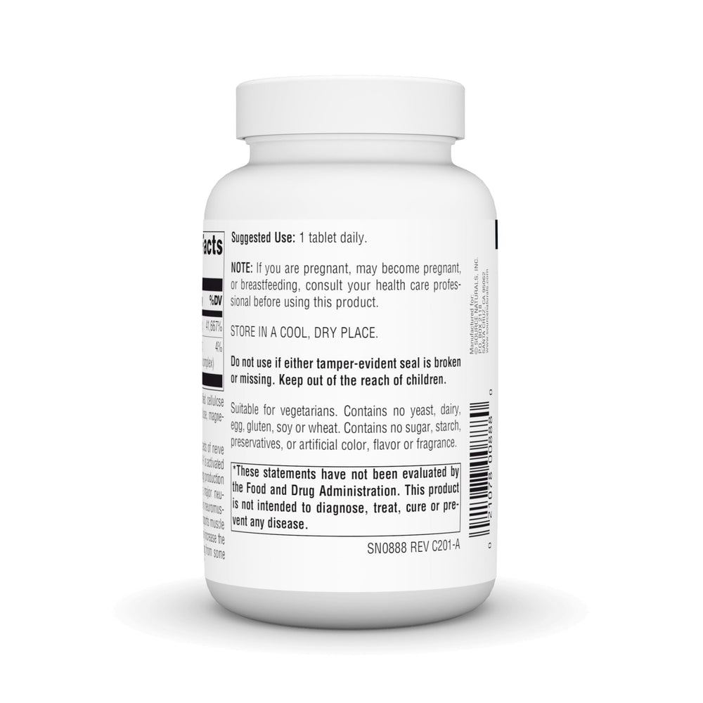 Source Naturals Vitamin B-1 vegetarian label highlights allergen-free formula.
