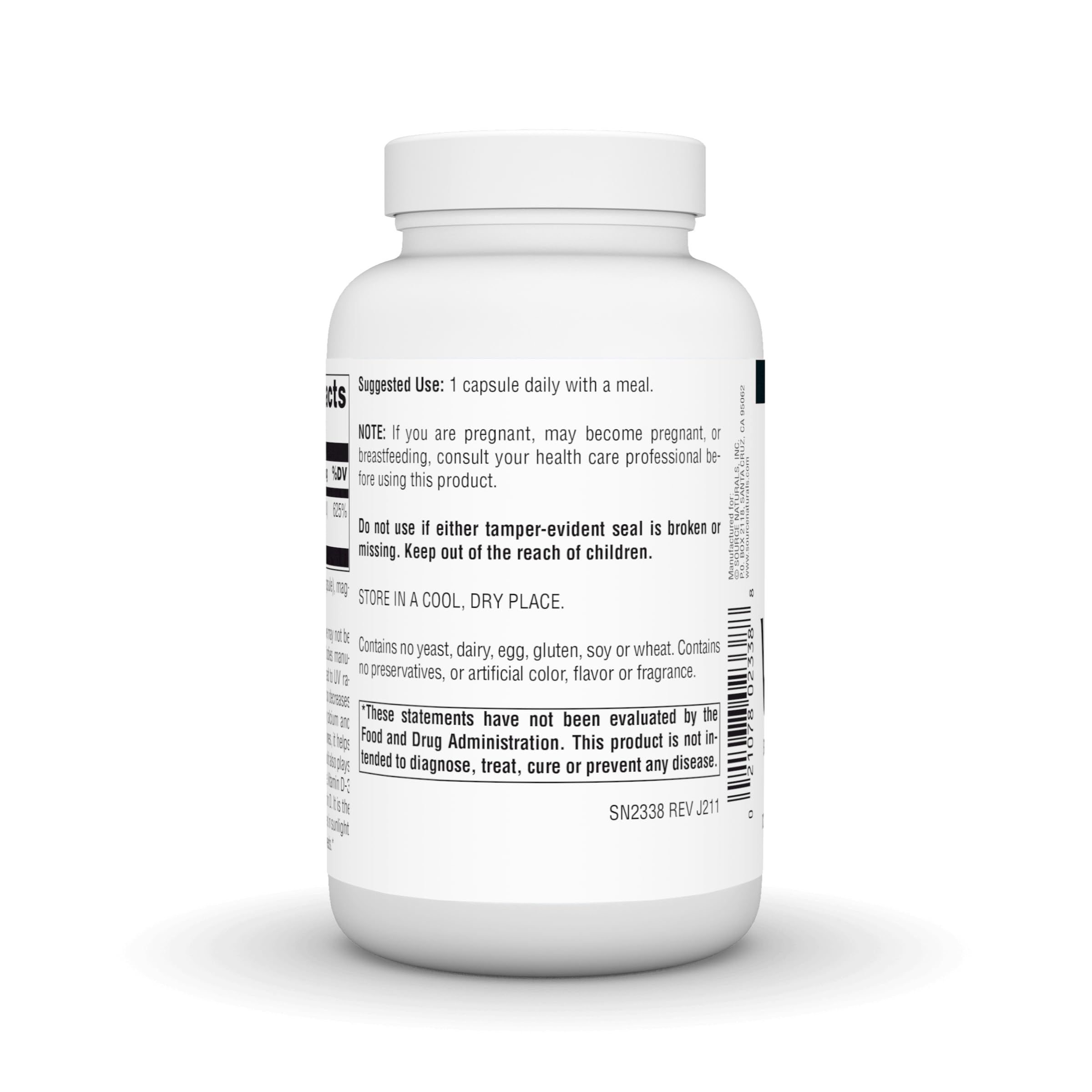 Source Naturals Vitamin D-3 5000 IU capsules close-up for easy swallowing.
