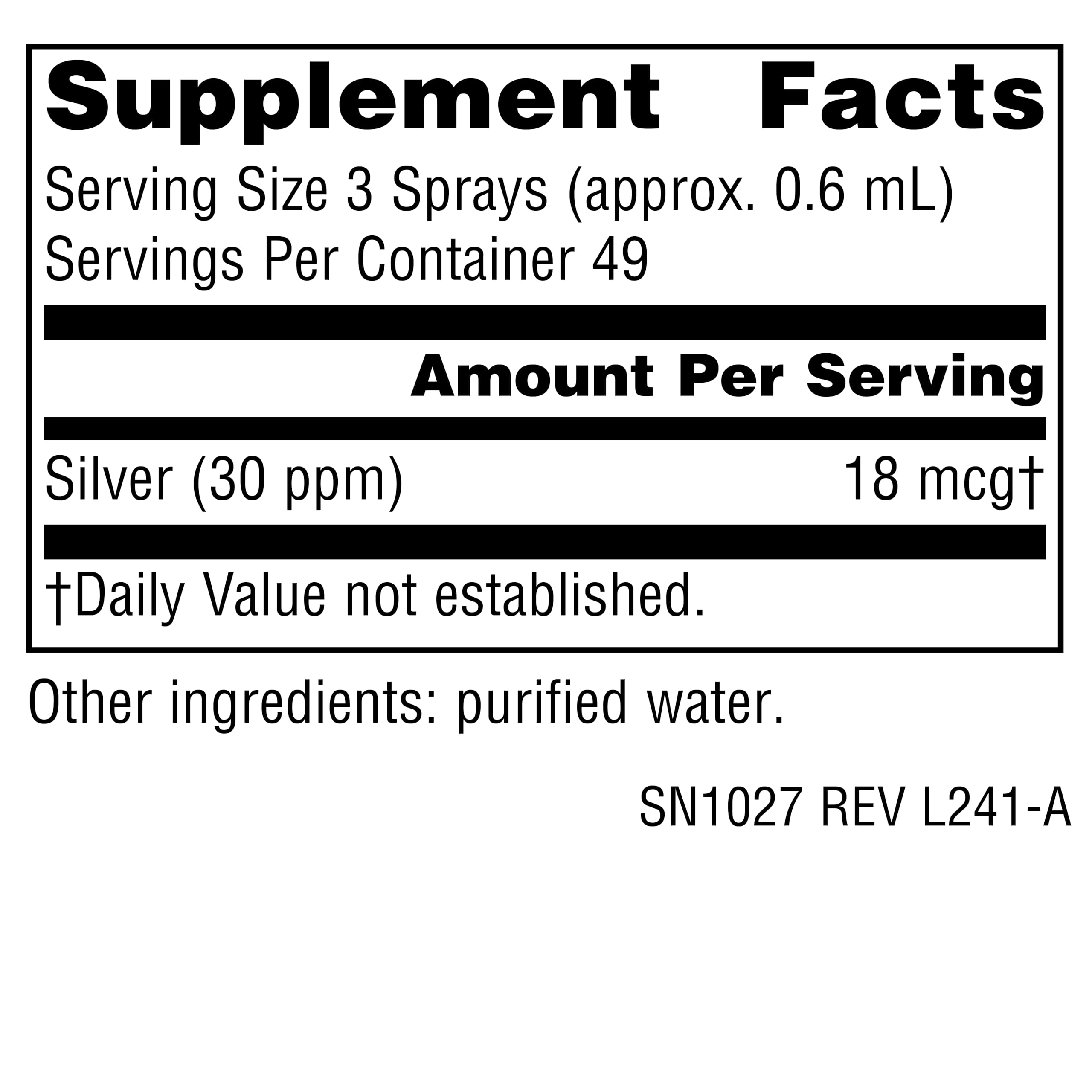 Source Naturals Wellness Colloidal Silver ingredients list highlights quality exclusions.