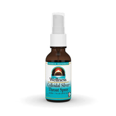 Source Naturals Wellness Colloidal Silver throat spray bottle for convenient daily use.
