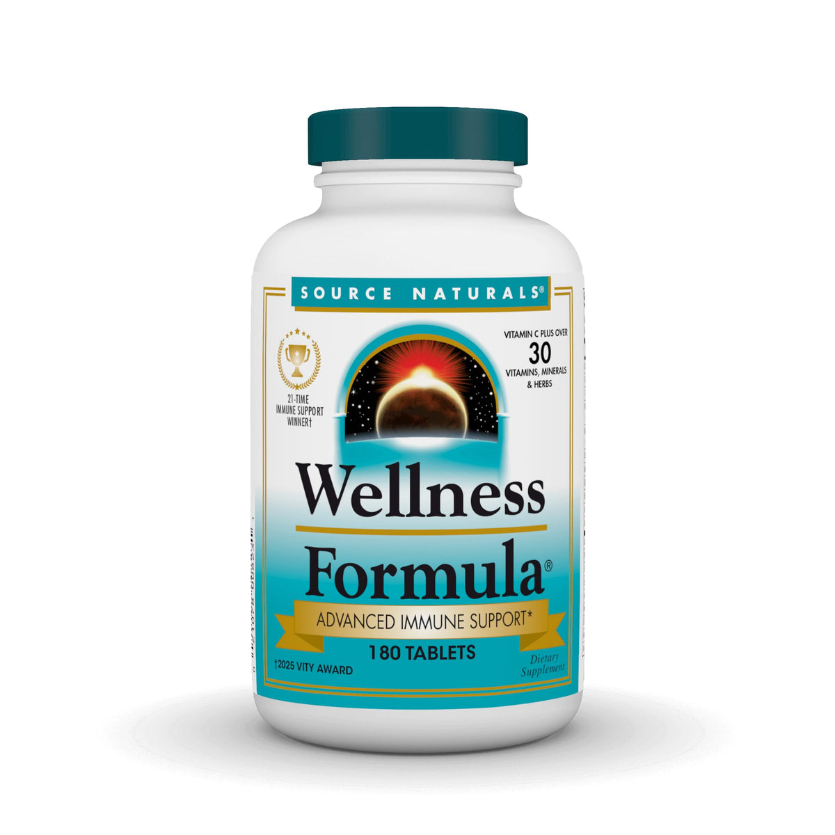 Source Naturals Wellness Formula bottle front promotes immune support