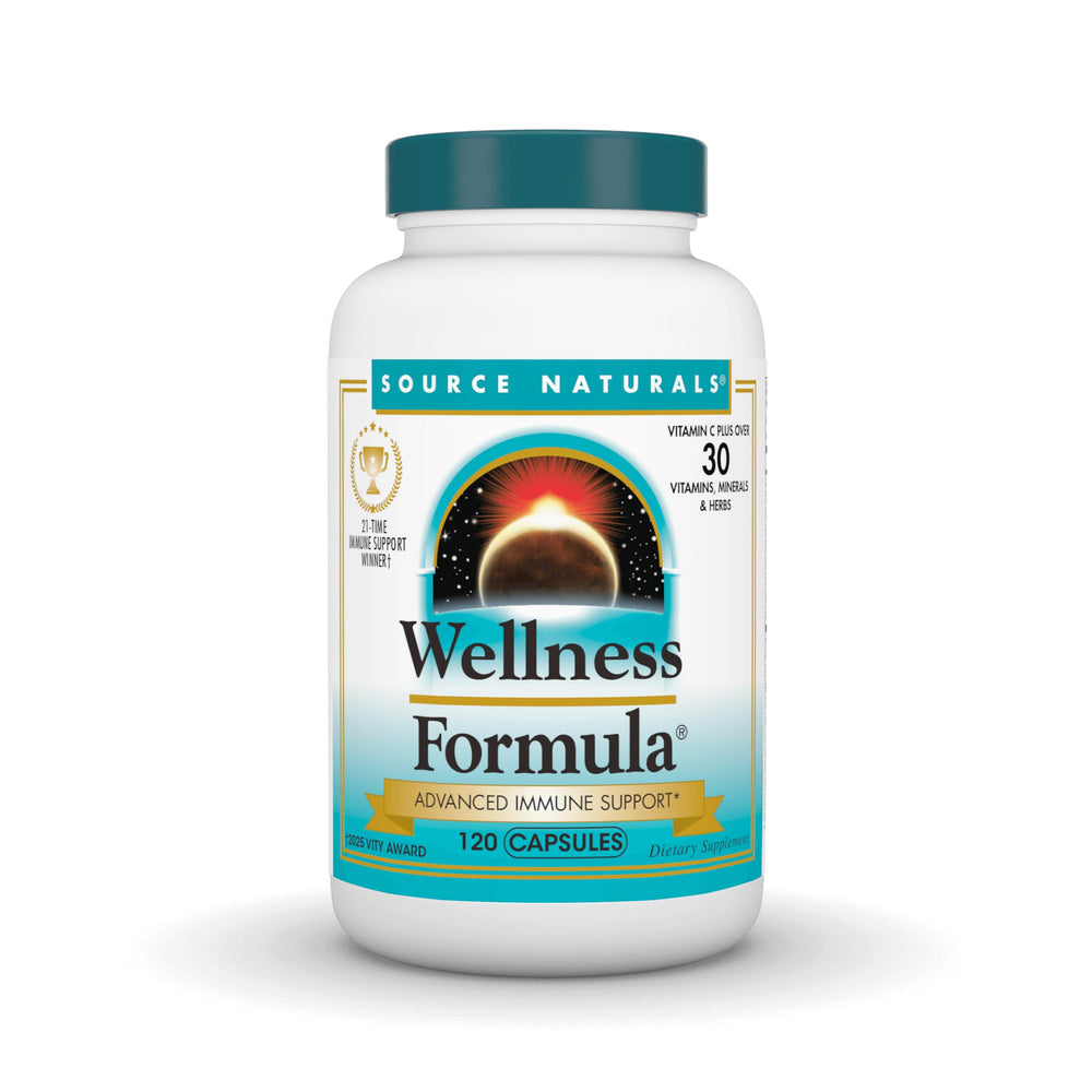 Source Naturals Wellness Formula bottle front highlights immune support.