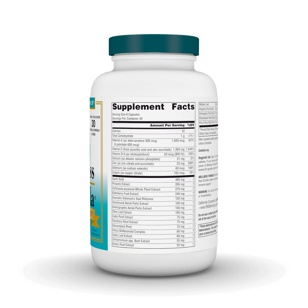 Source Naturals Wellness Formula bottle pour showing cap and capsules for convenient use.