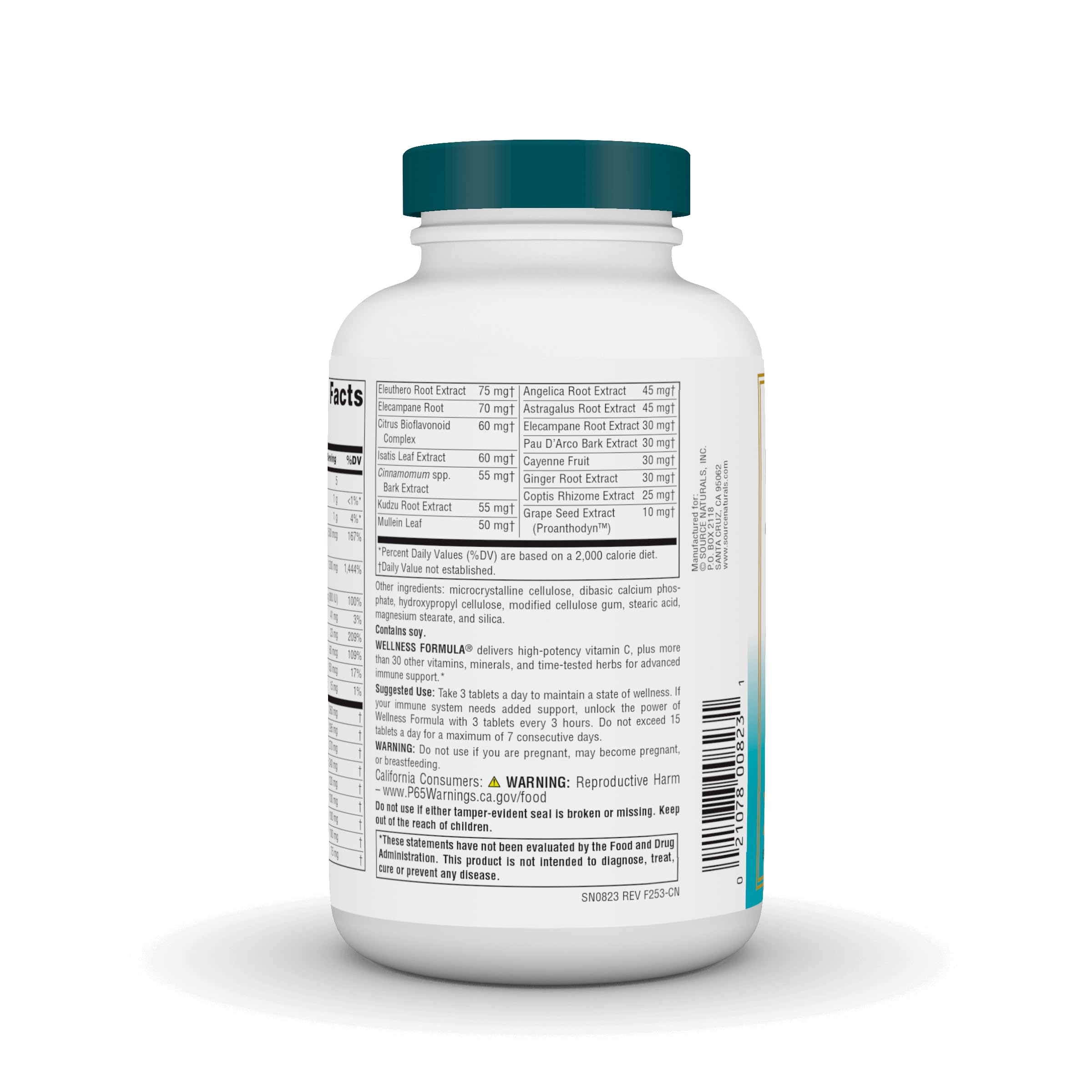 Source Naturals Wellness Formula bottle pour illustrates easy dosing