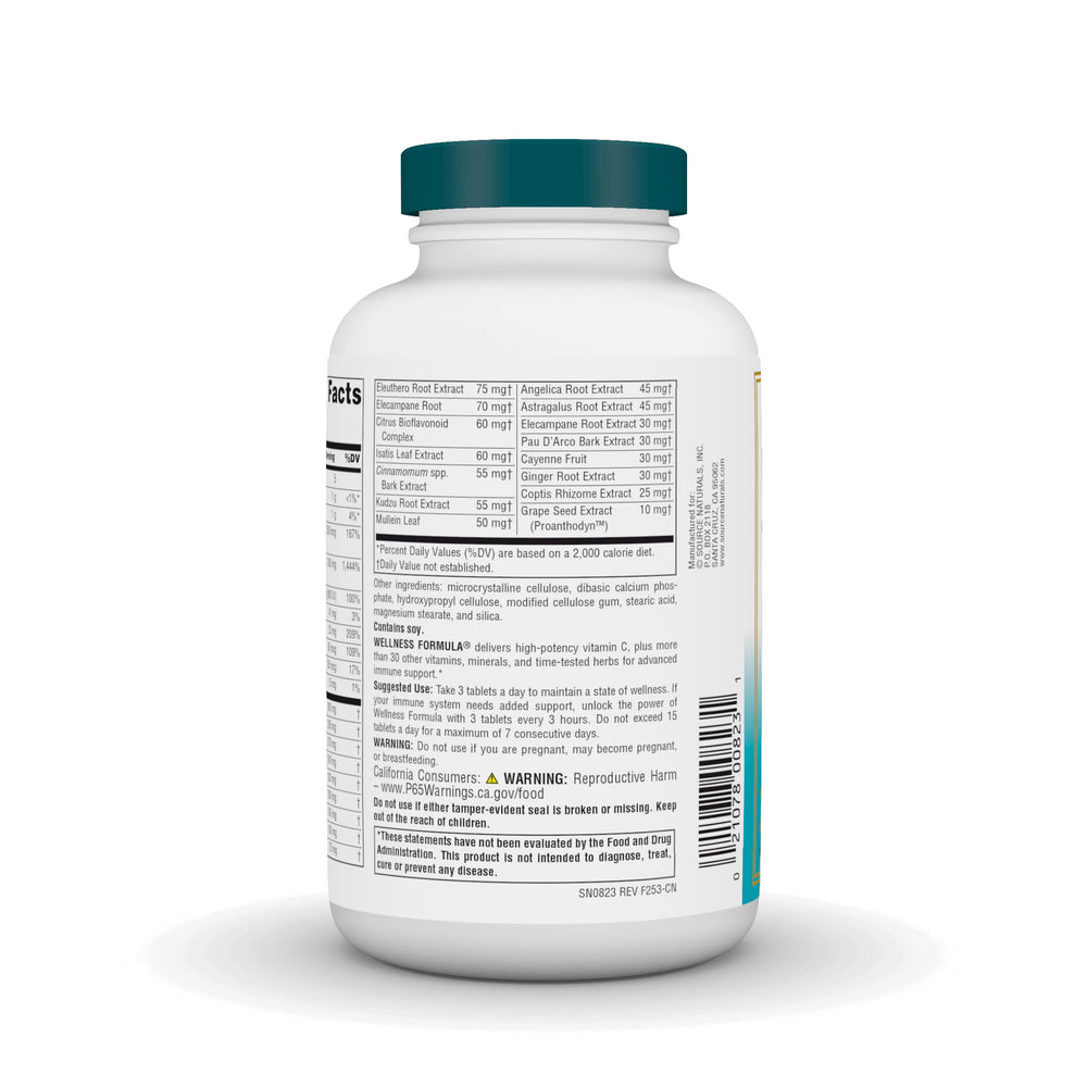Source Naturals Wellness Formula bottle pour illustrates easy dosing
