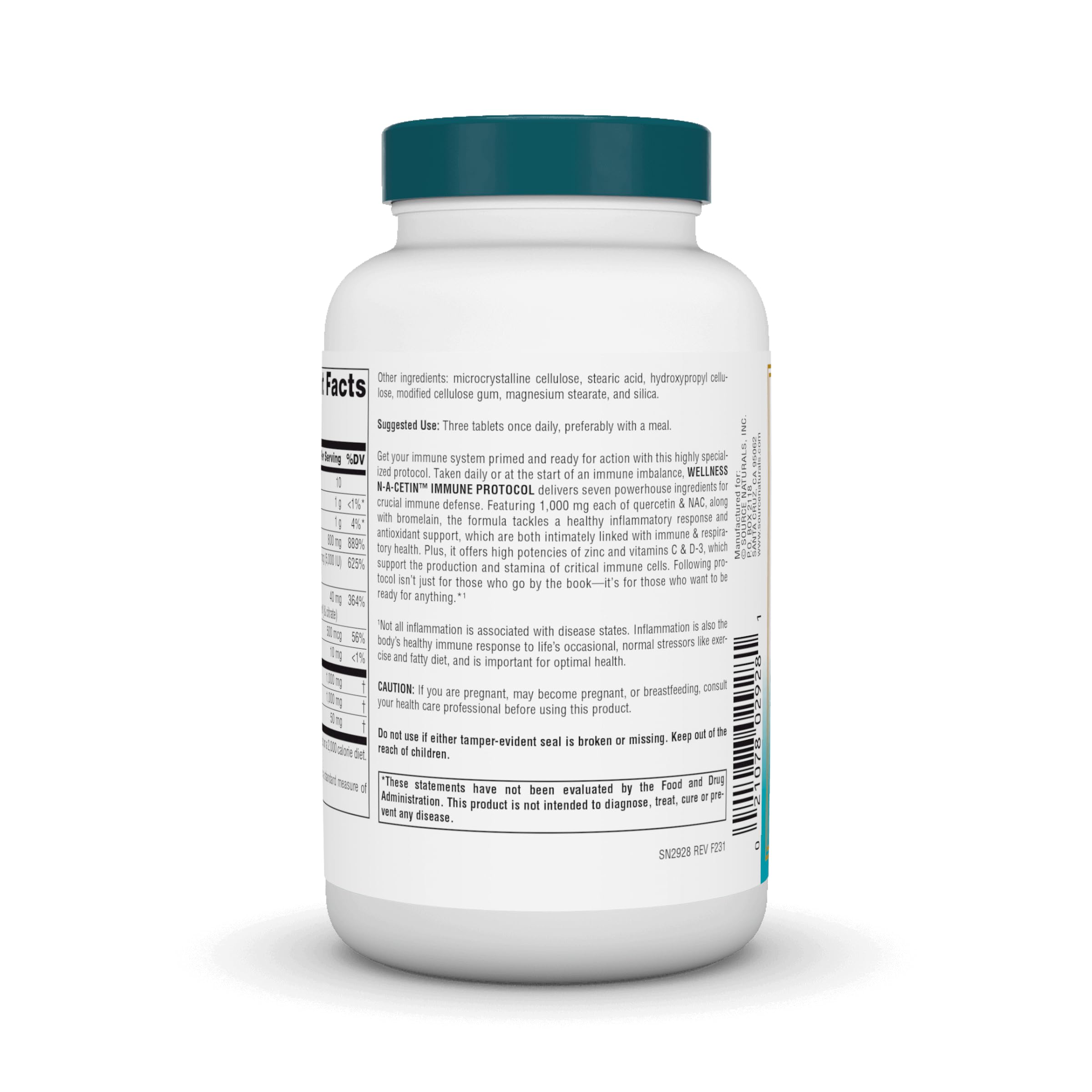 Source Naturals Wellness N-A-Cetin Immune Protocol packaging highlights a seven-ingredient formulation.