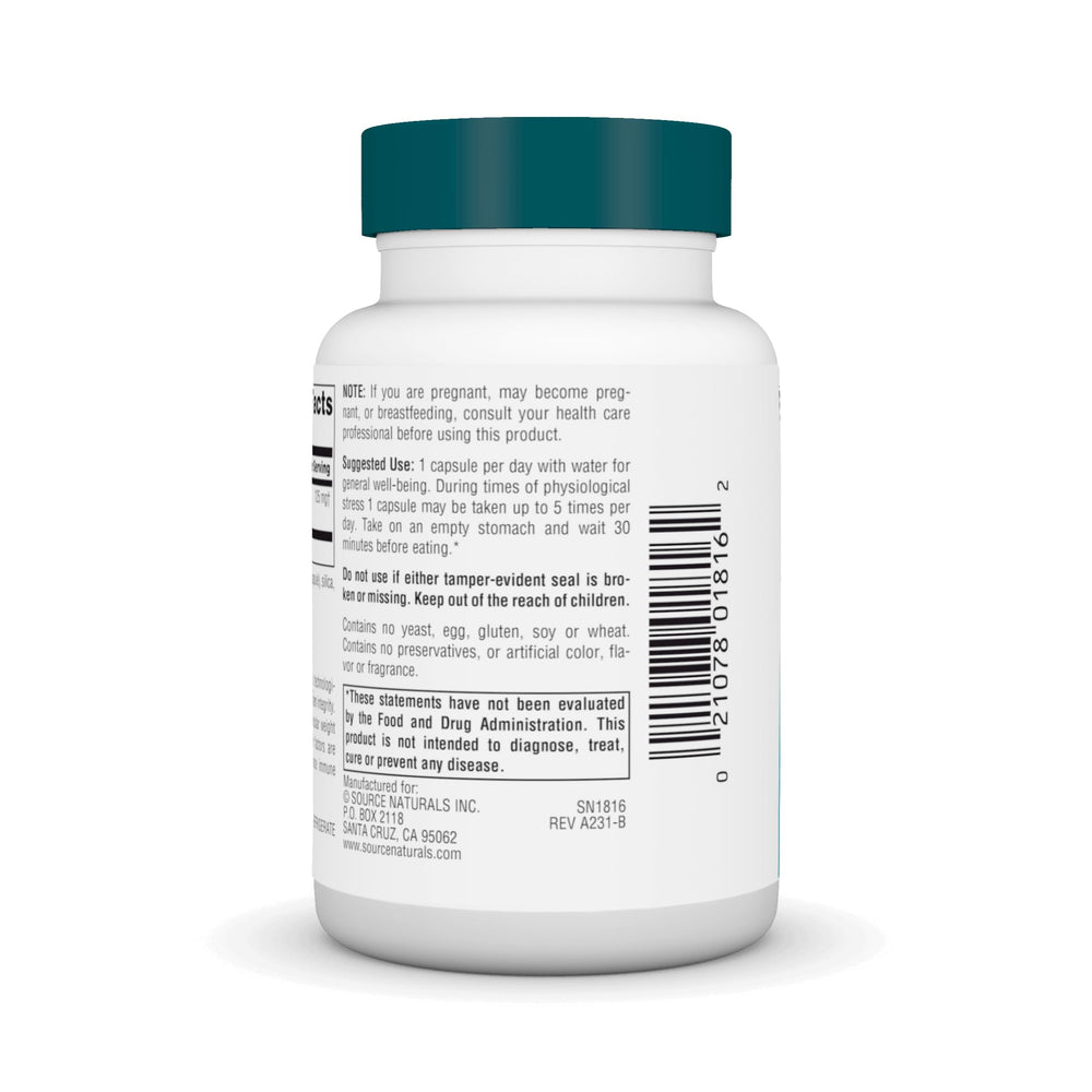 Close-up of Source Naturals Wellness Transfer Factor label highlighting quality