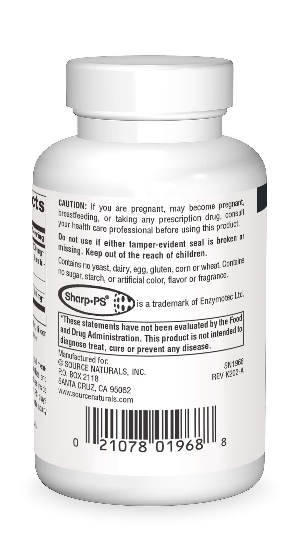 Packaging for Source Naturals PS Matrix softgels with clear 500 mg dosage