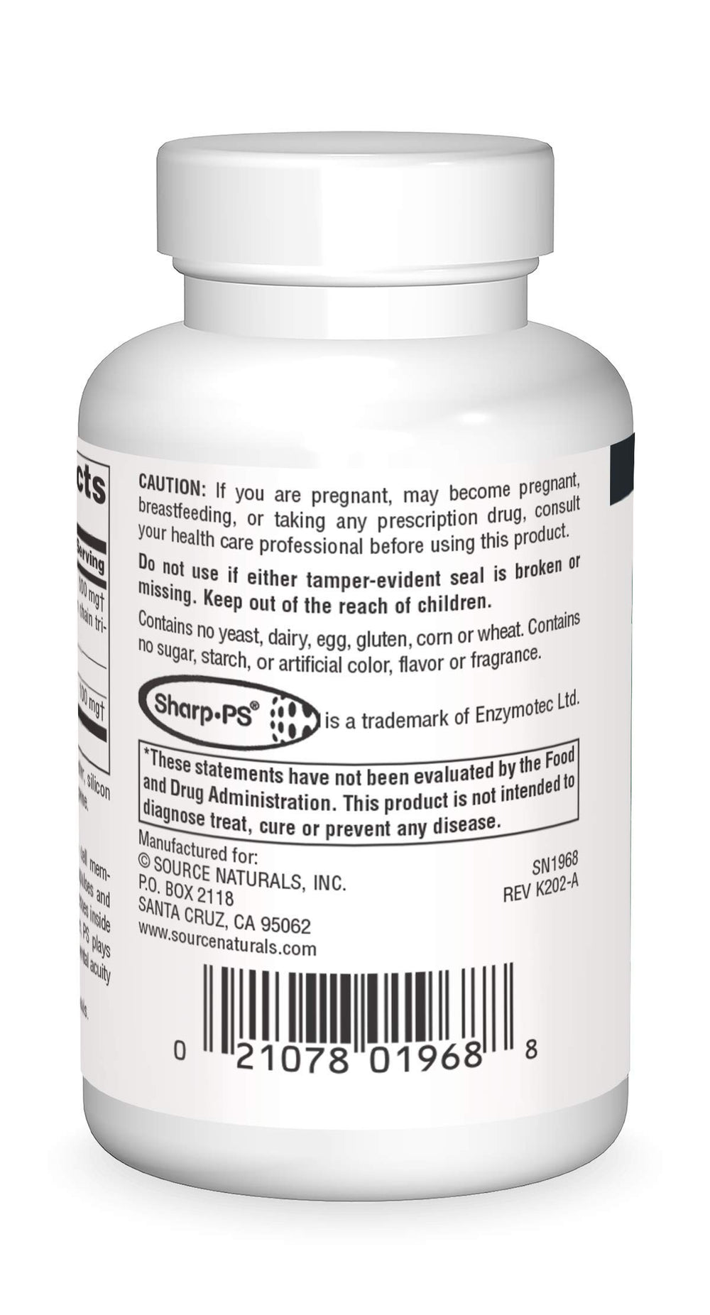 Packaging for Source Naturals PS Matrix softgels with clear 500 mg dosage