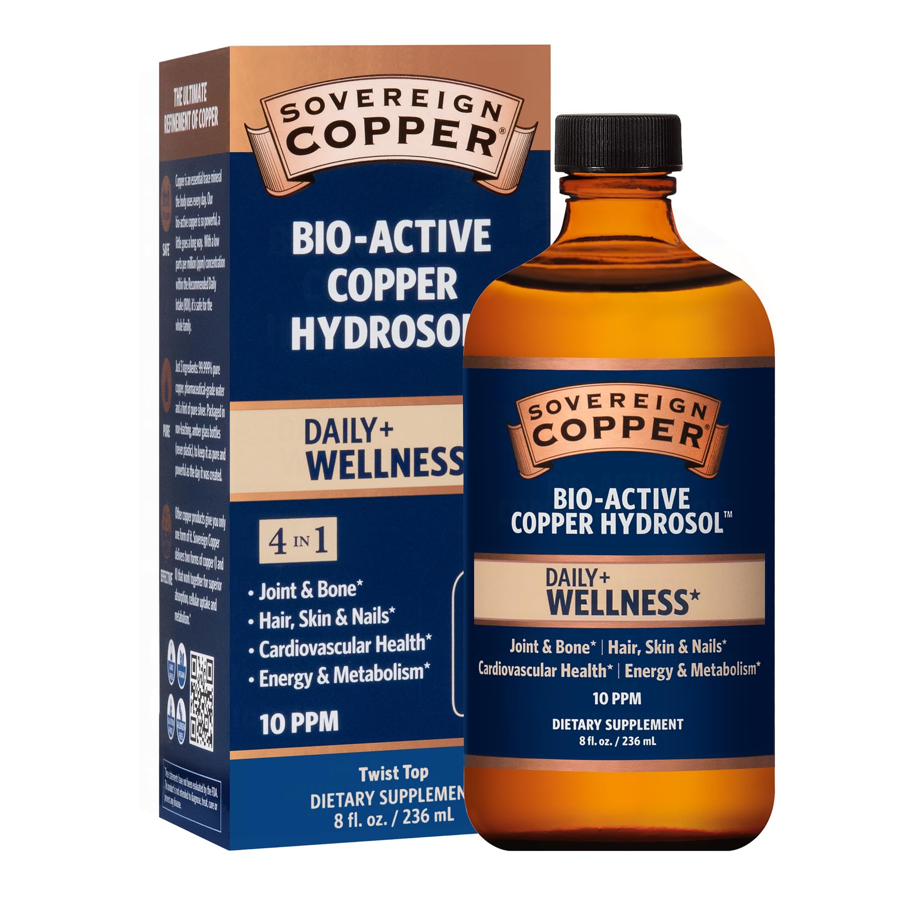 Sovereign Copper bottle pour enables easy daily dosing for potential joint support.