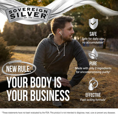 Sovereign Silver 10 ppm fine mist spray demonstrates convenient daily dosing.